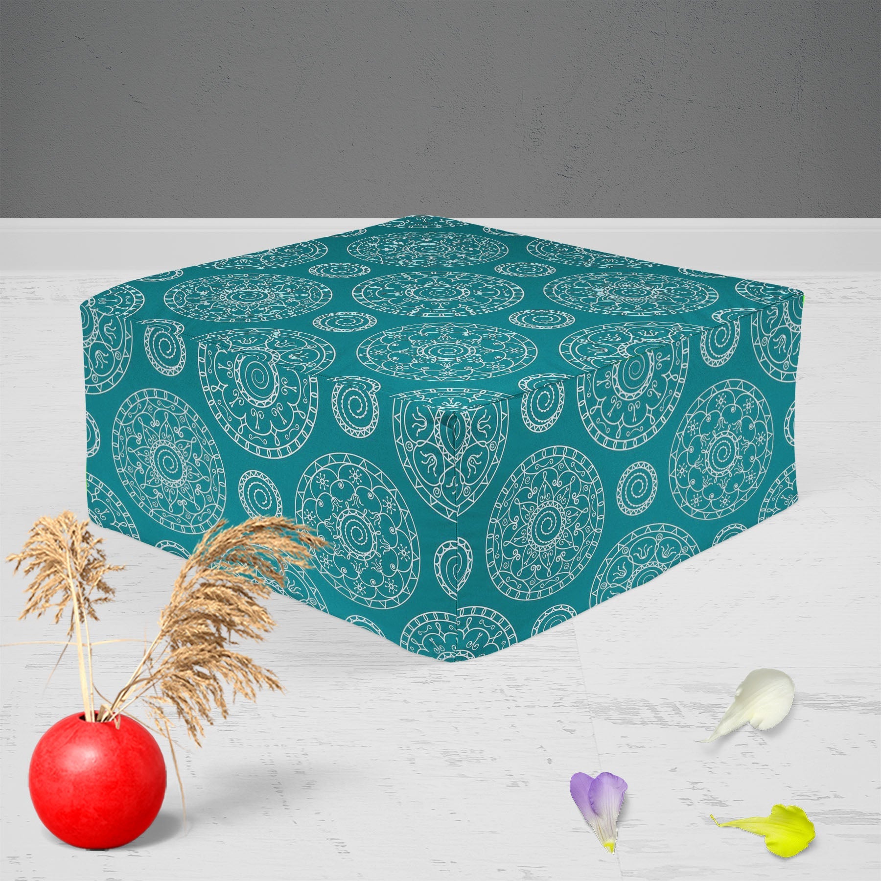 Blue Blue Footstool Footrest Puffy Pouffe Ottoman Bean Bag | Canvas Fabric