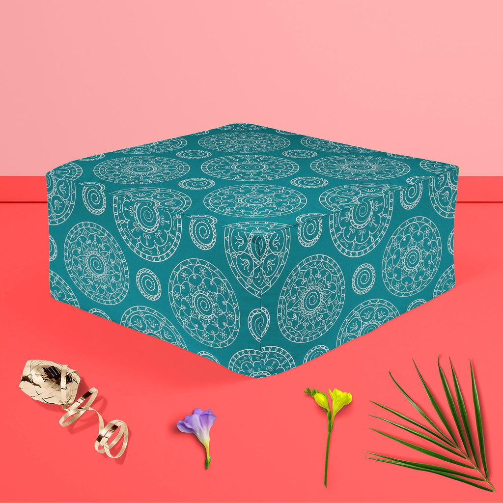 Blue Blue Footstool Footrest Puffy Pouffe Ottoman Bean Bag | Canvas Fabric