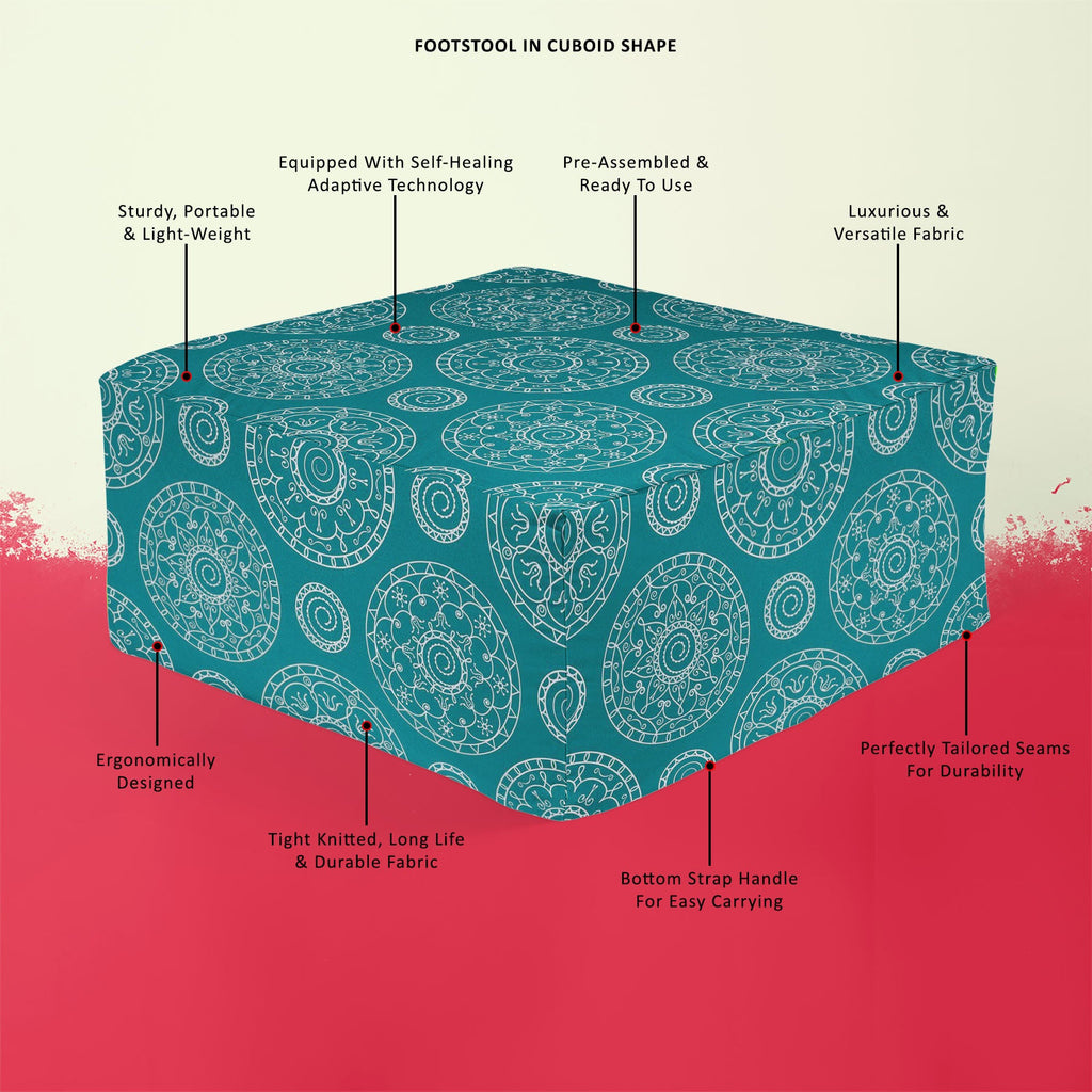 Blue Blue Footstool Footrest Puffy Pouffe Ottoman Bean Bag | Canvas Fabric