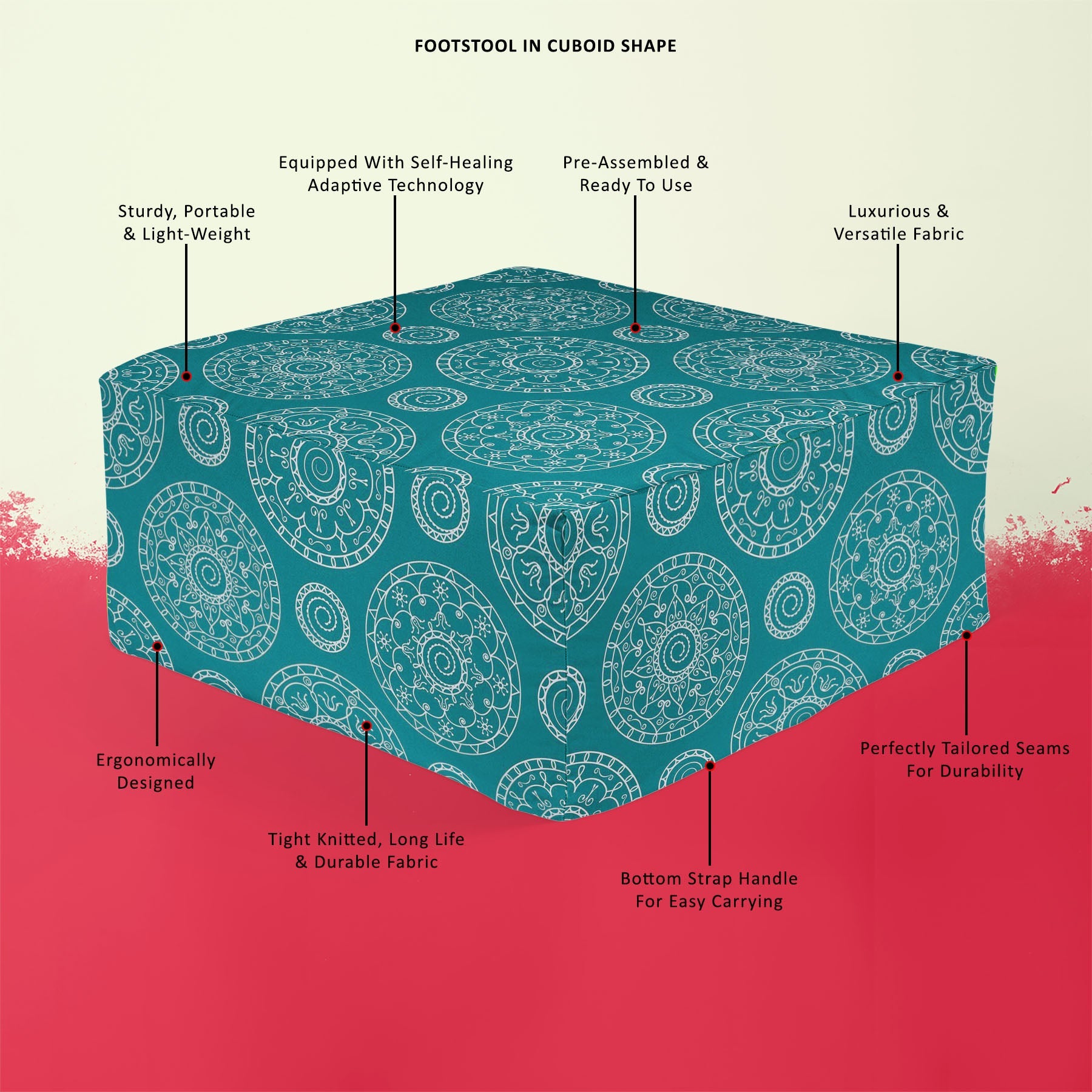 Blue Blue Footstool Footrest Puffy Pouffe Ottoman Bean Bag | Canvas Fabric