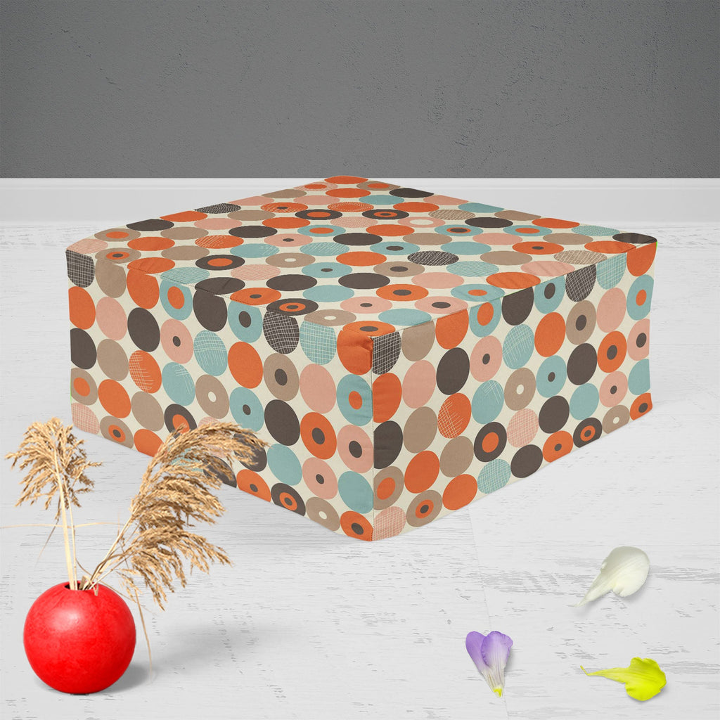 Abstract Retro D2 Footstool Footrest Puffy Pouffe Ottoman Bean Bag | Canvas Fabric