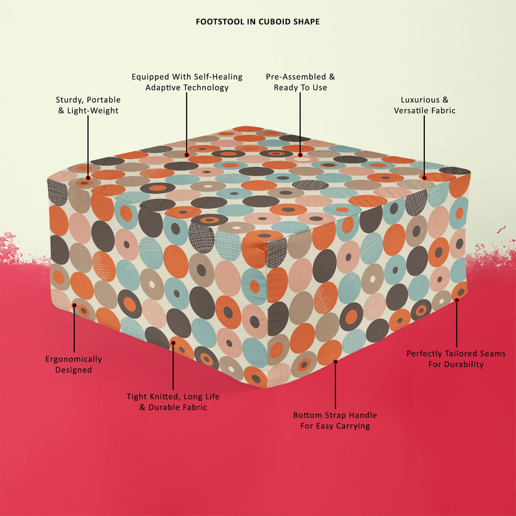 Abstract Retro D2 Footstool Footrest Puffy Pouffe Ottoman Bean Bag | Canvas Fabric