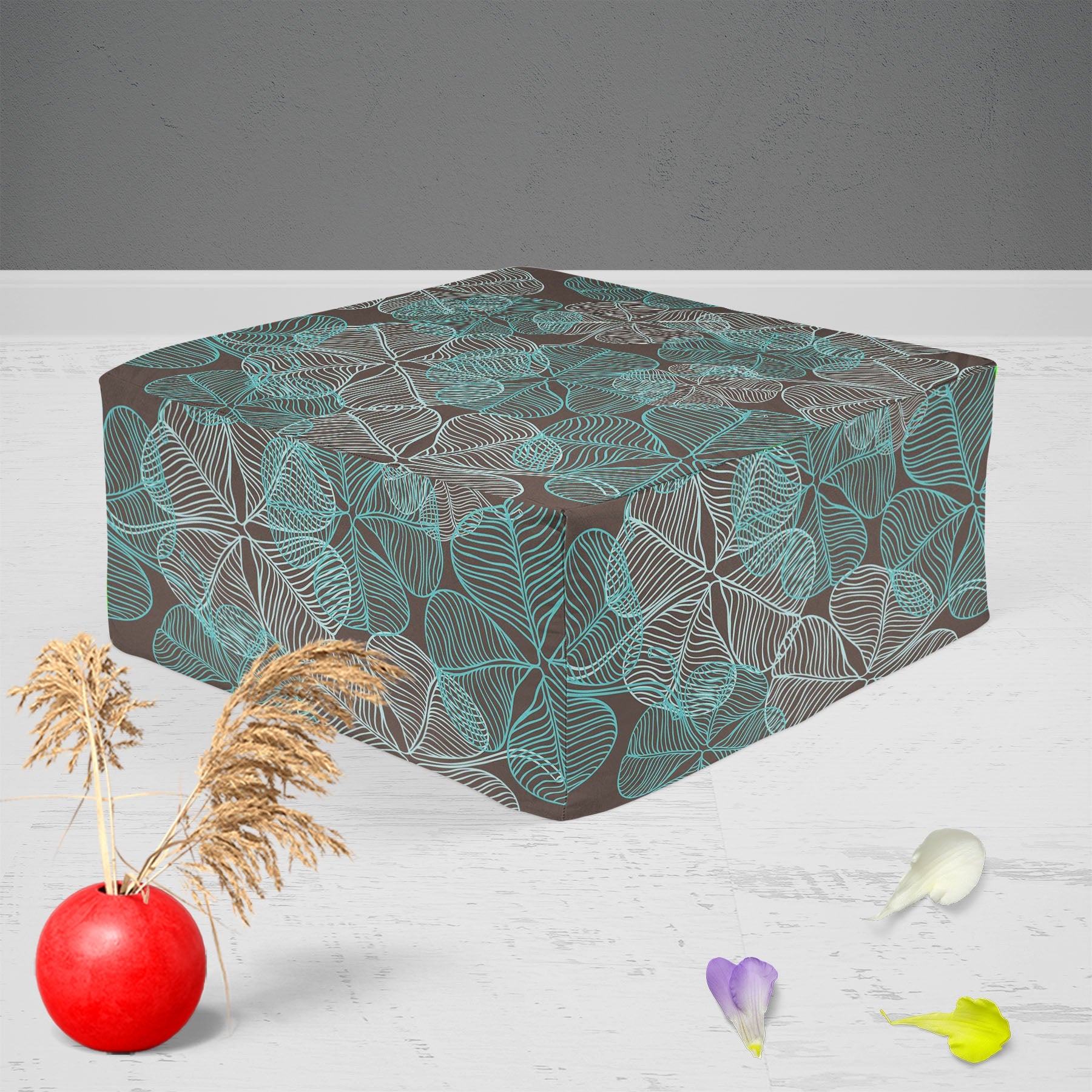 Clover Footstool Footrest Puffy Pouffe Ottoman Bean Bag | Canvas Fabric