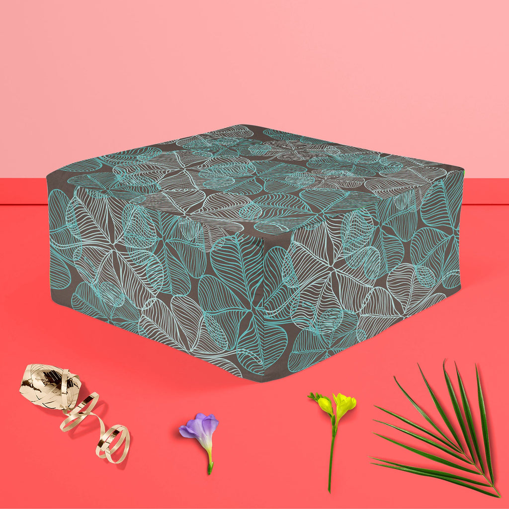 Clover Footstool Footrest Puffy Pouffe Ottoman Bean Bag | Canvas Fabric