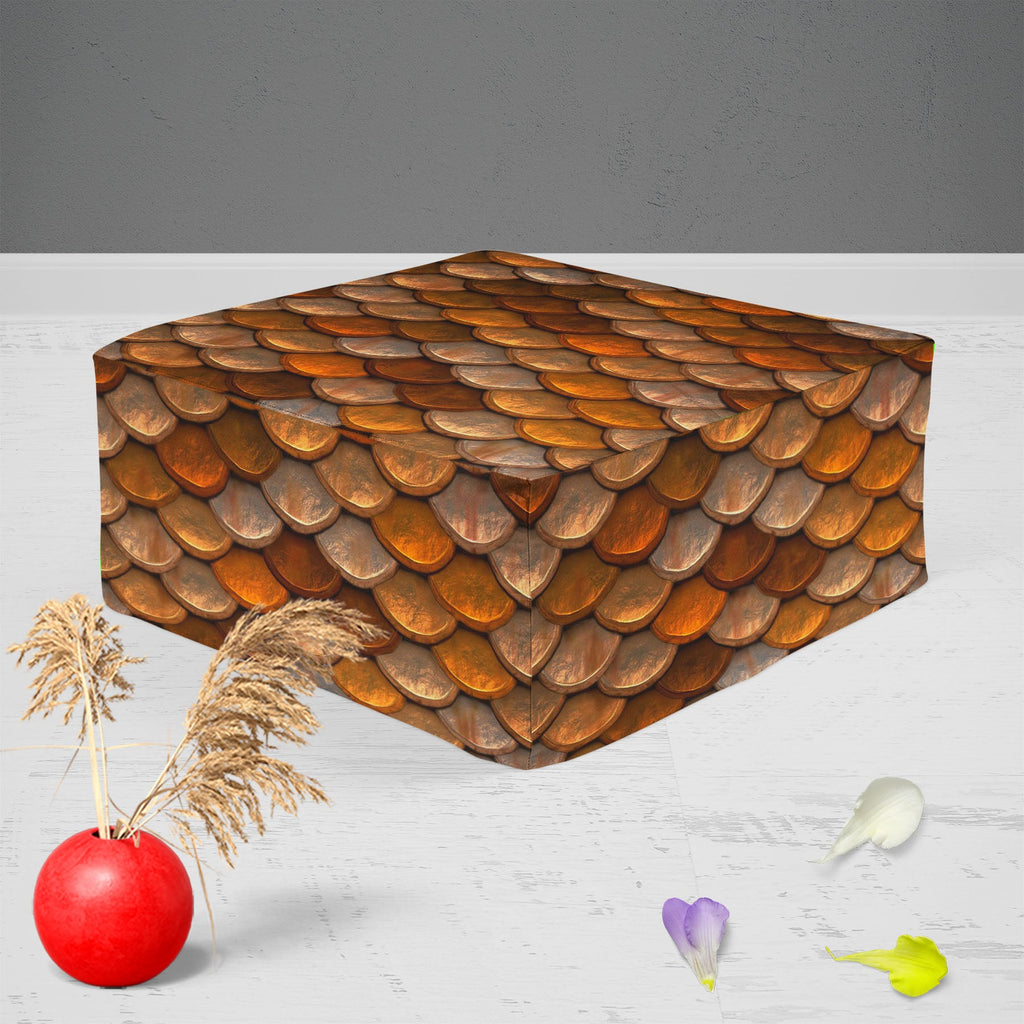 Rusted Body Armor Footstool Footrest Puffy Pouffe Ottoman Bean Bag | Canvas Fabric
