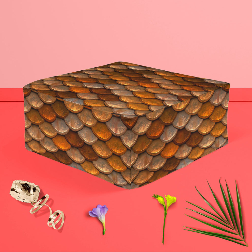 Rusted Body Armor Footstool Footrest Puffy Pouffe Ottoman Bean Bag | Canvas Fabric