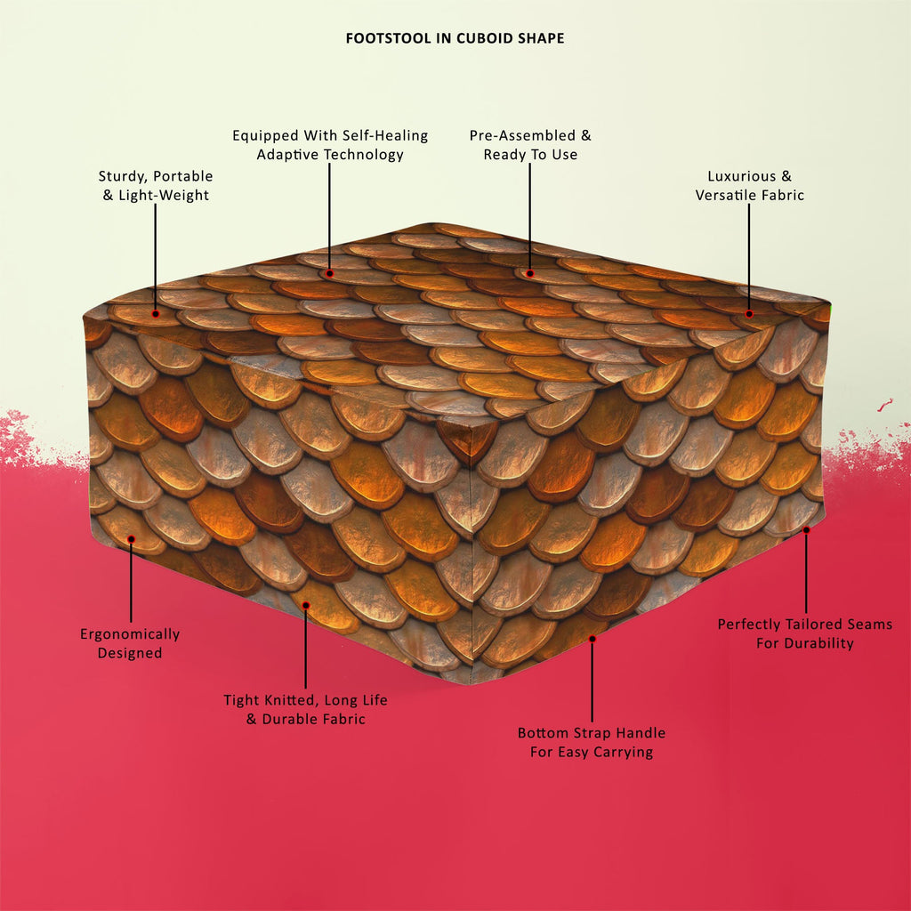 Rusted Body Armor Footstool Footrest Puffy Pouffe Ottoman Bean Bag | Canvas Fabric
