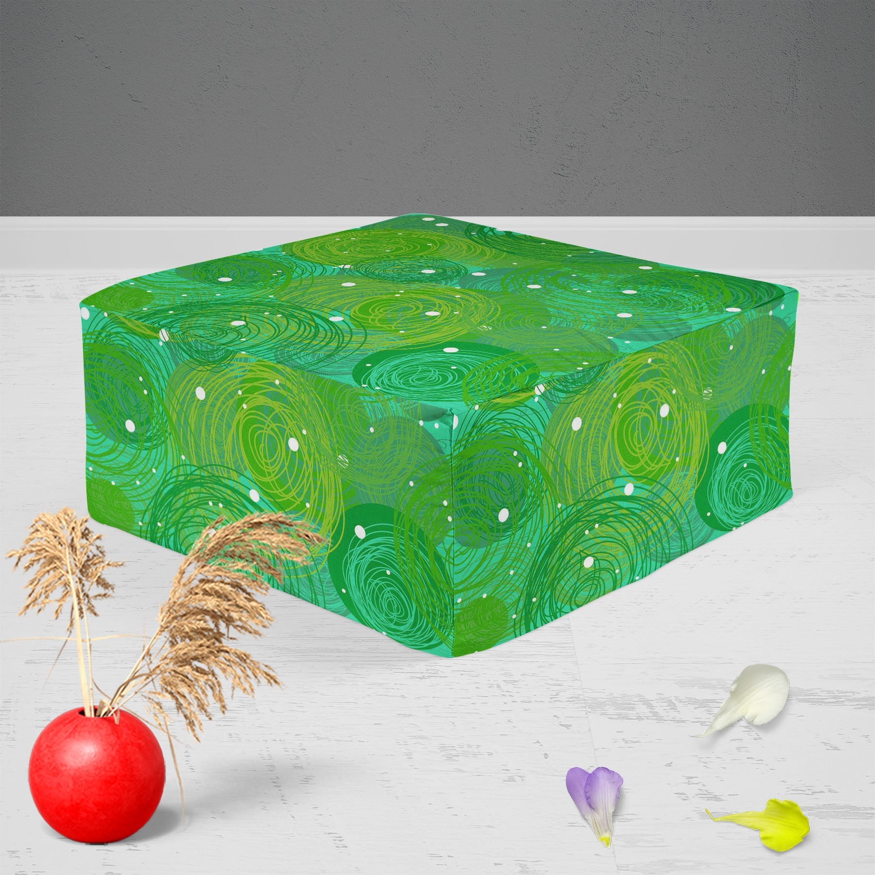 Green Bubble Footstool Footrest Puffy Pouffe Ottoman Bean Bag | Canvas Fabric