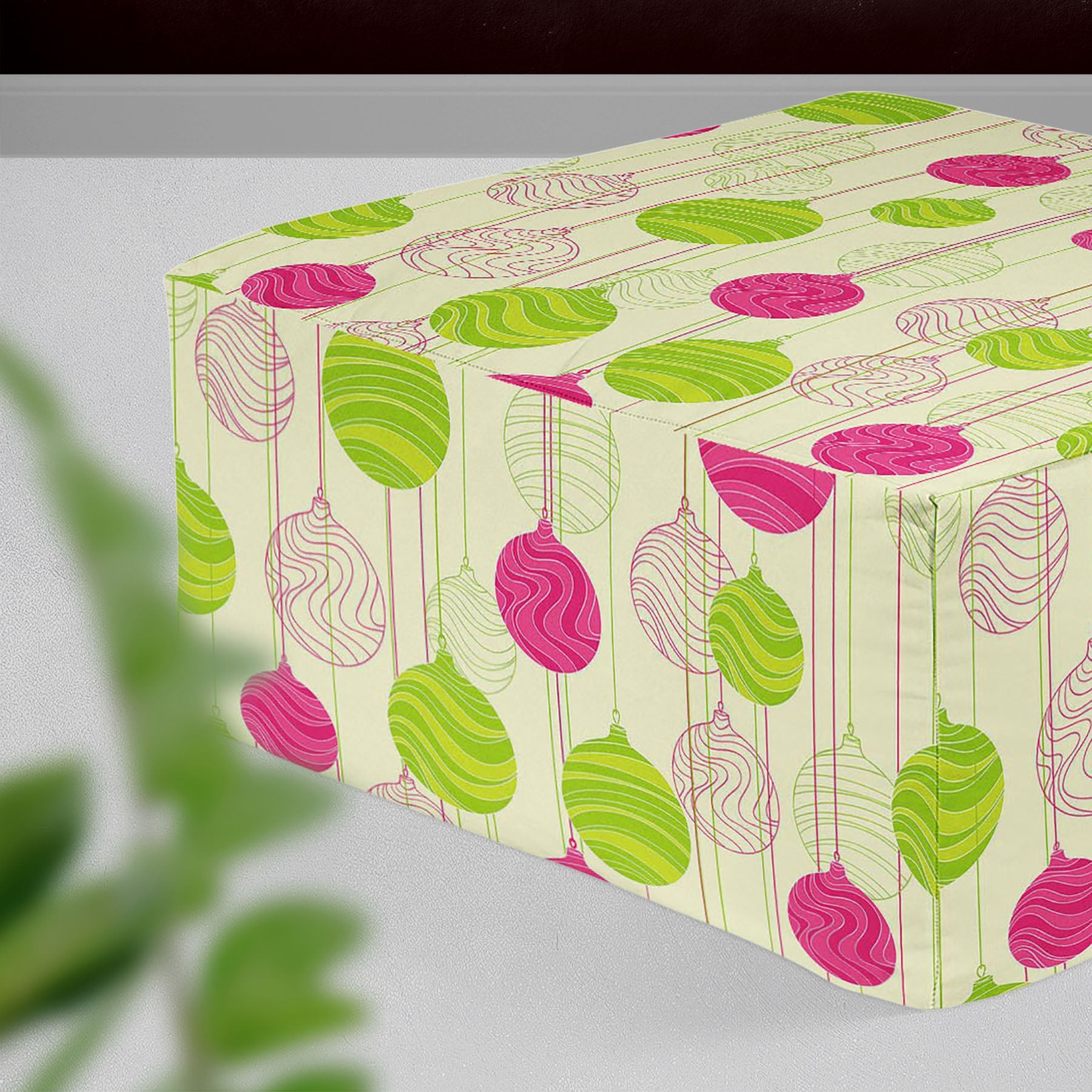 Christmas Balls Footstool Footrest Puffy Pouffe Ottoman Bean Bag | Canvas Fabric
