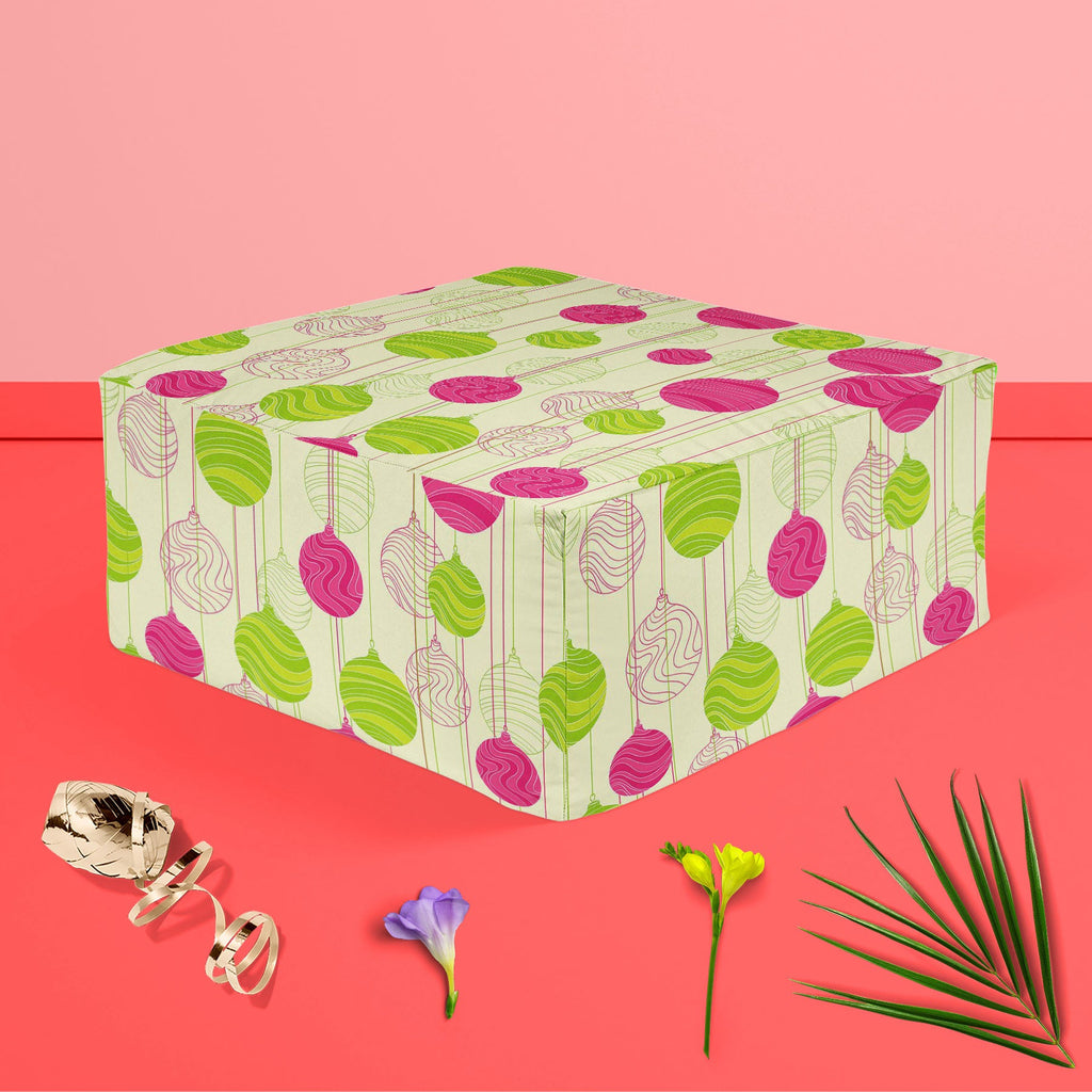 Christmas Balls Footstool Footrest Puffy Pouffe Ottoman Bean Bag | Canvas Fabric