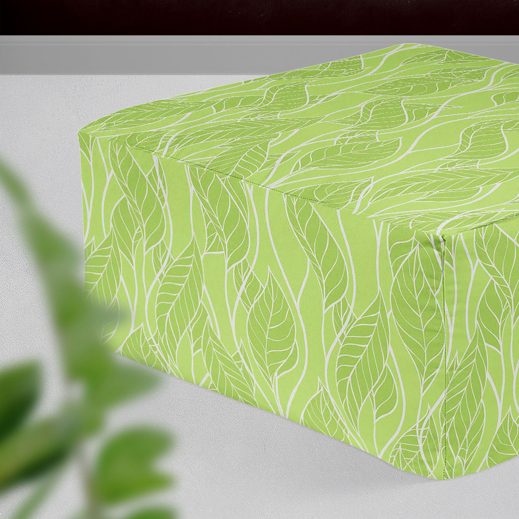 Spring Leaves D2 Footstool Footrest Puffy Pouffe Ottoman Bean Bag | Canvas Fabric