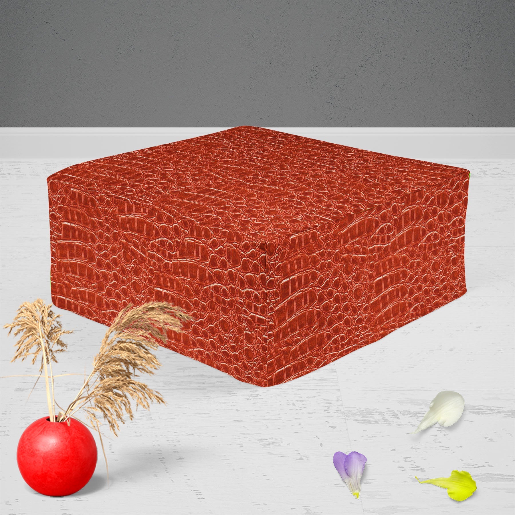 Crocodile Hide D3 Footstool Footrest Puffy Pouffe Ottoman Bean Bag | Canvas Fabric