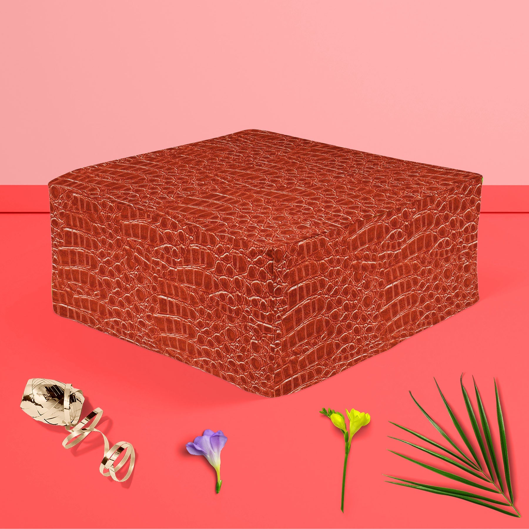 Crocodile Hide D3 Footstool Footrest Puffy Pouffe Ottoman Bean Bag | Canvas Fabric