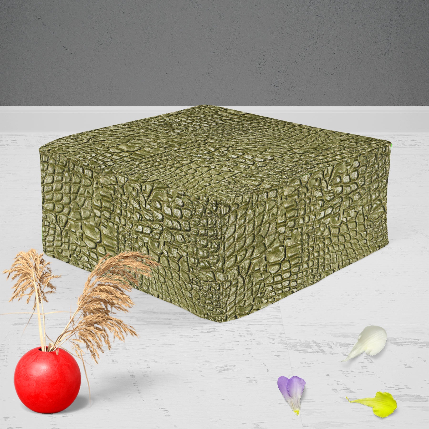 Alligator Hide Footstool Footrest Puffy Pouffe Ottoman Bean Bag | Canvas Fabric