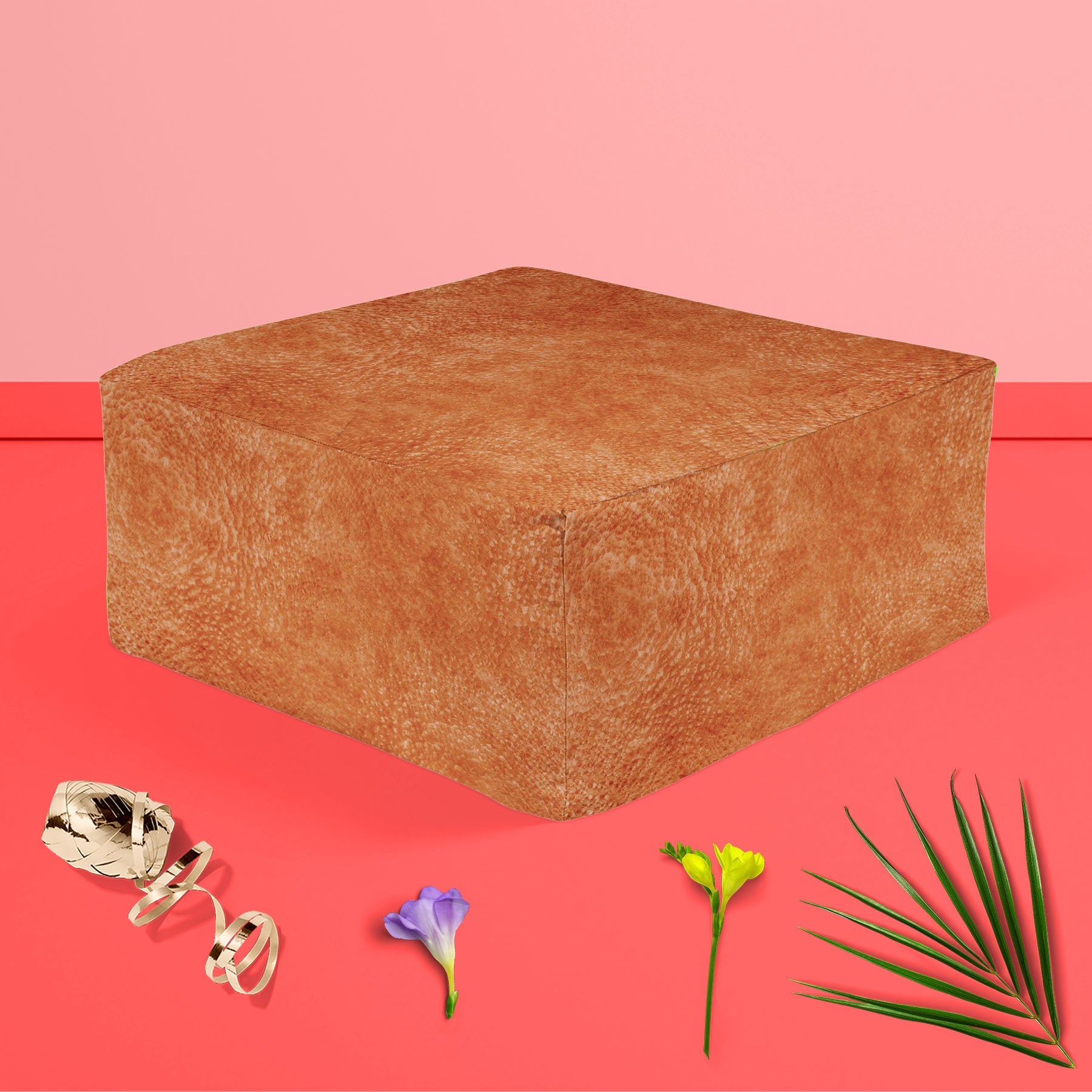 Animal Hide Footstool Footrest Puffy Pouffe Ottoman Bean Bag | Canvas Fabric