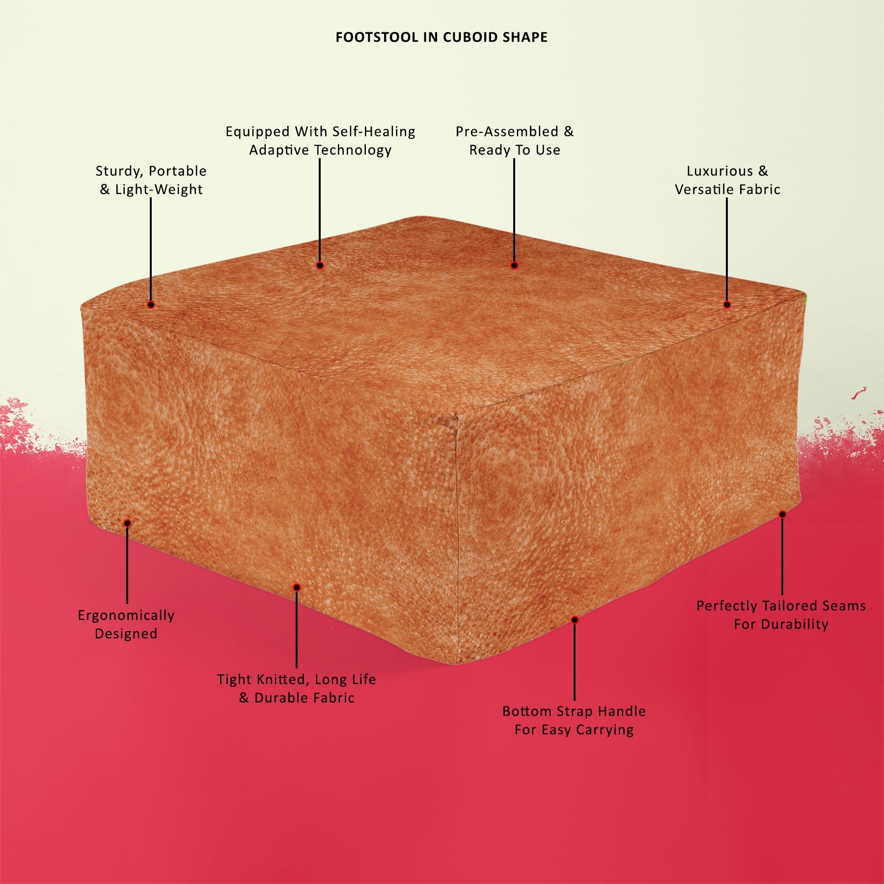Animal Hide Footstool Footrest Puffy Pouffe Ottoman Bean Bag | Canvas Fabric