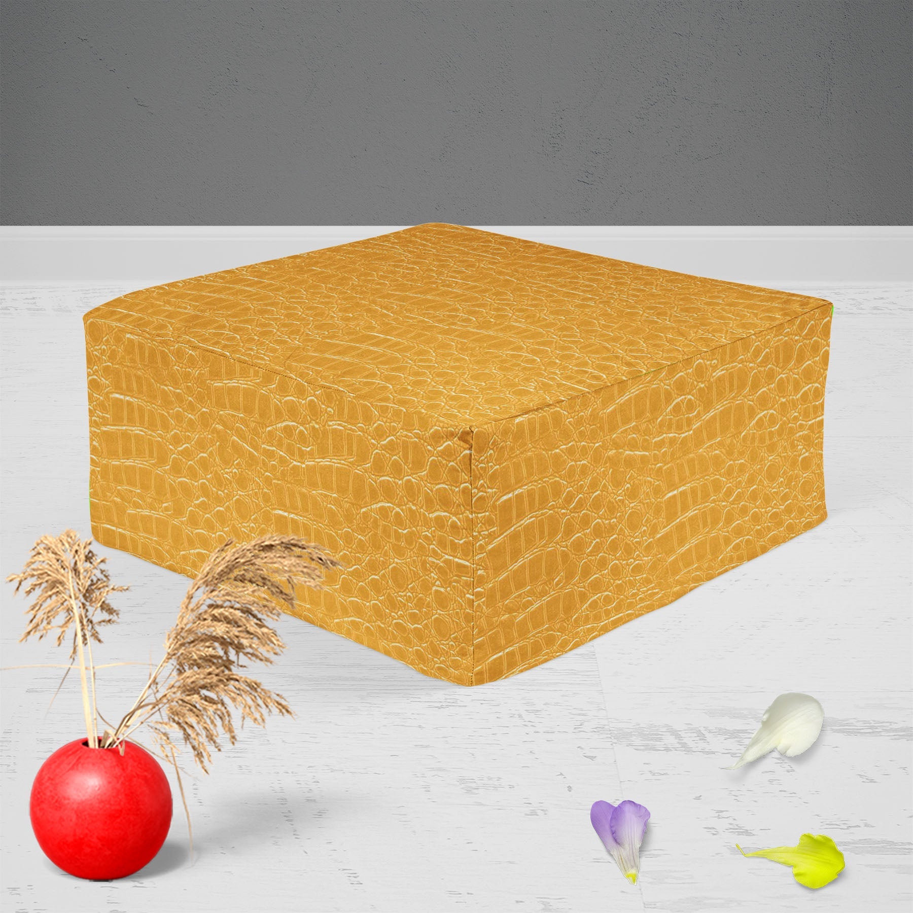 Crocodile Hide D5 Footstool Footrest Puffy Pouffe Ottoman Bean Bag | Canvas Fabric