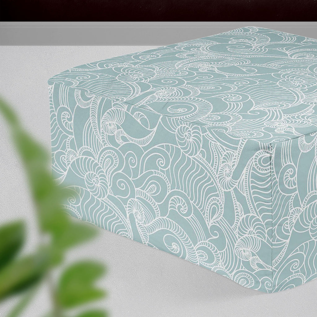 Abstract Wave Footstool Footrest Puffy Pouffe Ottoman Bean Bag | Canvas Fabric