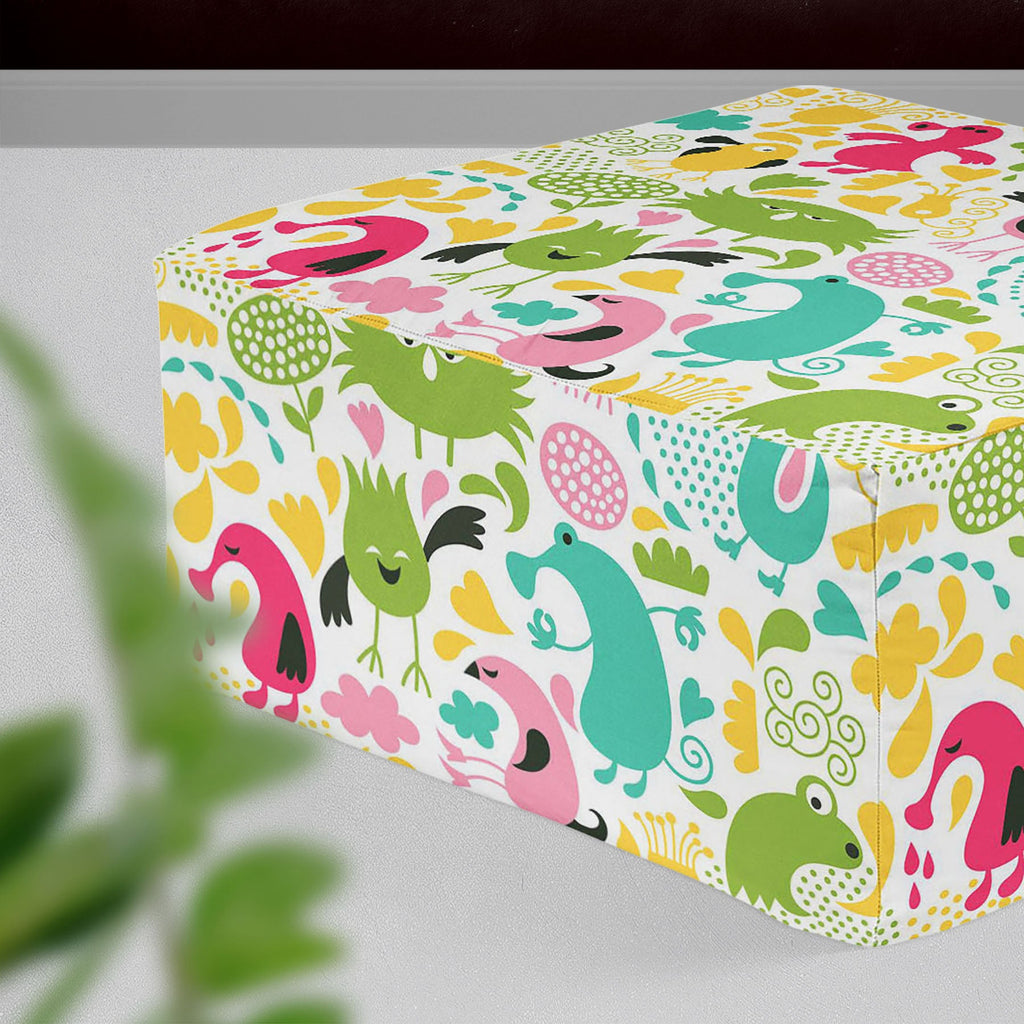 Monsters Footstool Footrest Puffy Pouffe Ottoman Bean Bag | Canvas Fabric