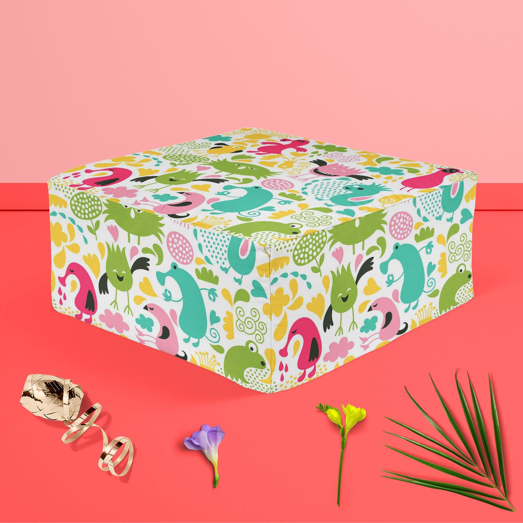 Monsters Footstool Footrest Puffy Pouffe Ottoman Bean Bag | Canvas Fabric