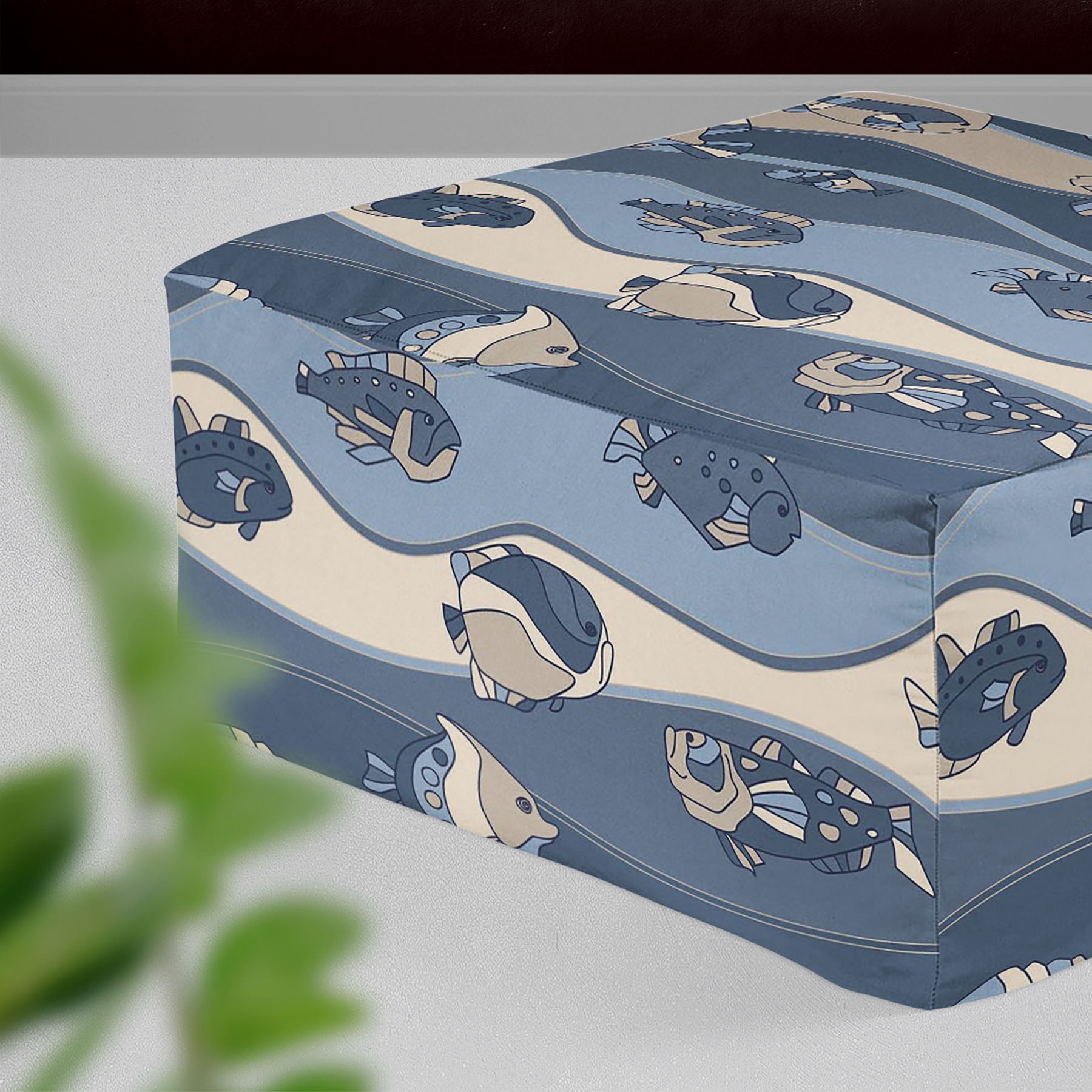 Fish Aquarium Footstool Footrest Puffy Pouffe Ottoman Bean Bag | Canvas Fabric