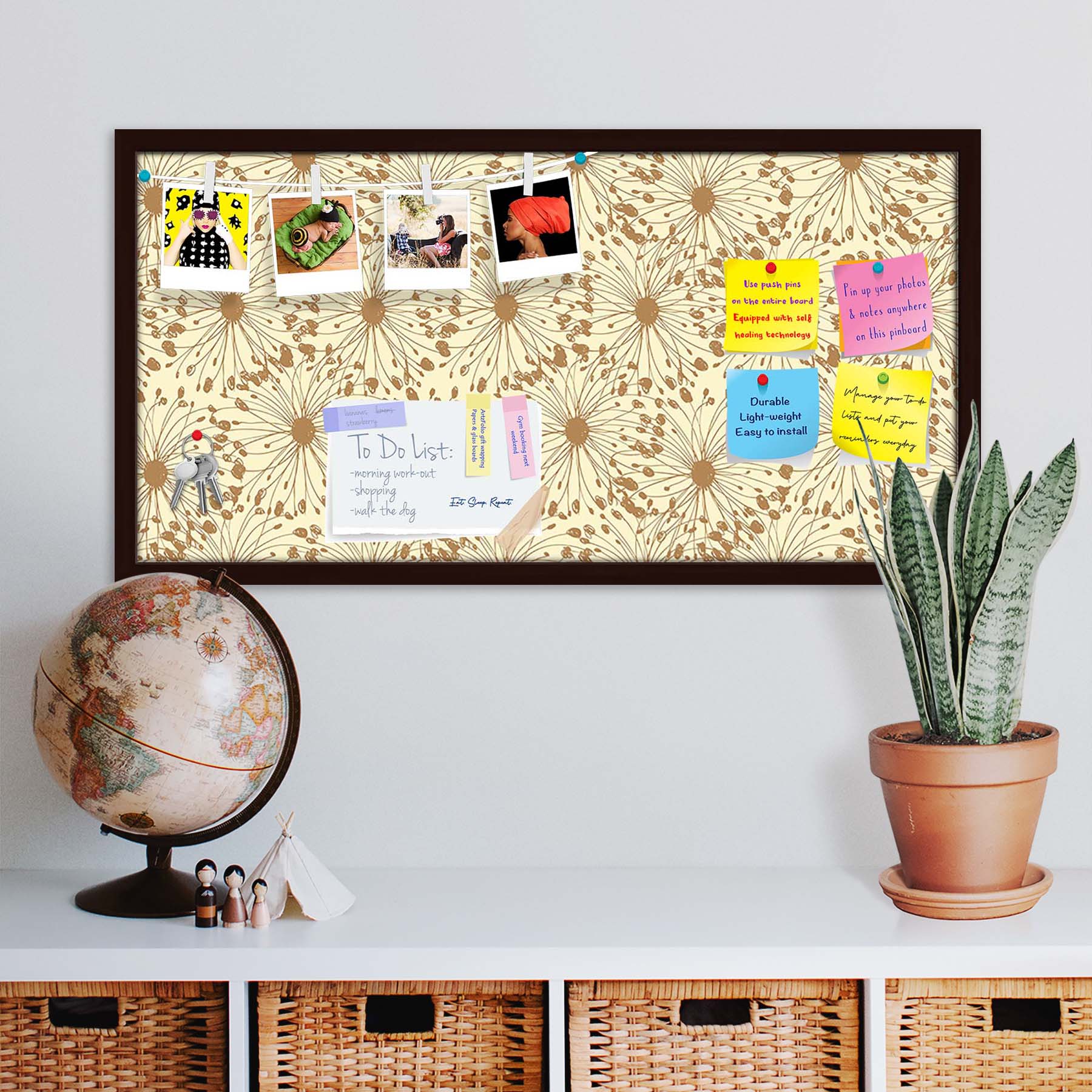 Sketchy Circles Bulletin Board Notice Pin Board Soft Board | Framed