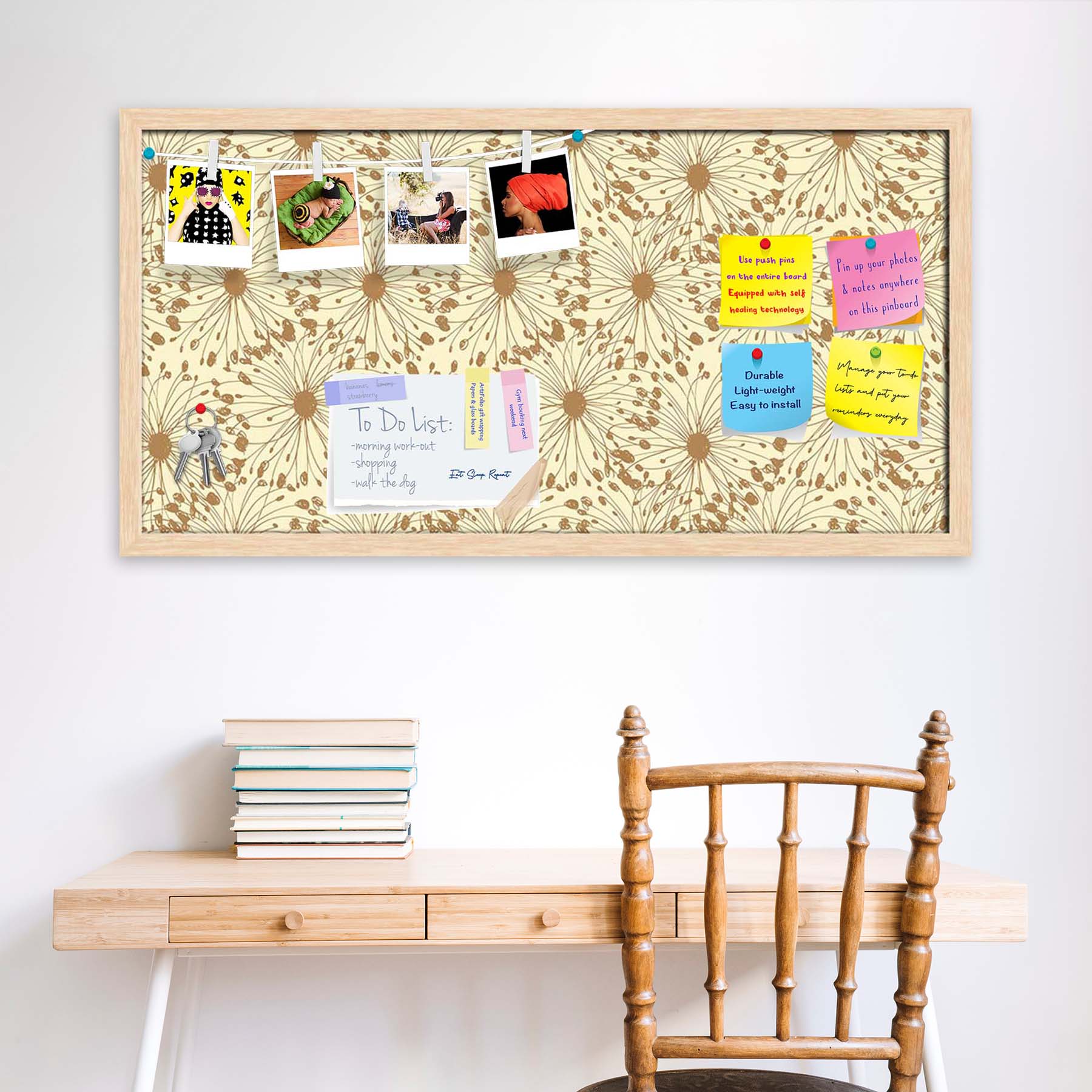 Sketchy Circles Bulletin Board Notice Pin Board Soft Board | Framed