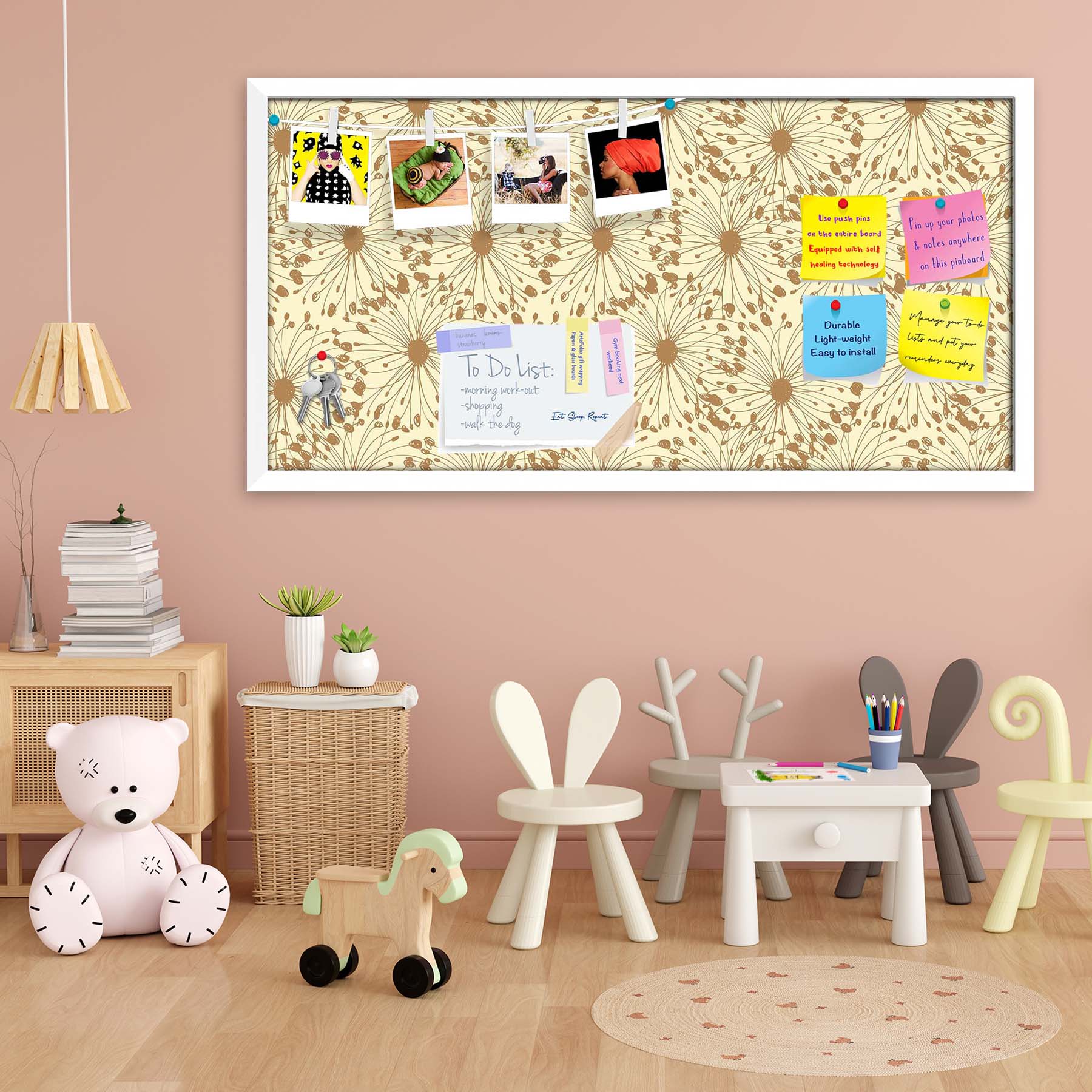 Sketchy Circles Bulletin Board Notice Pin Board Soft Board | Framed
