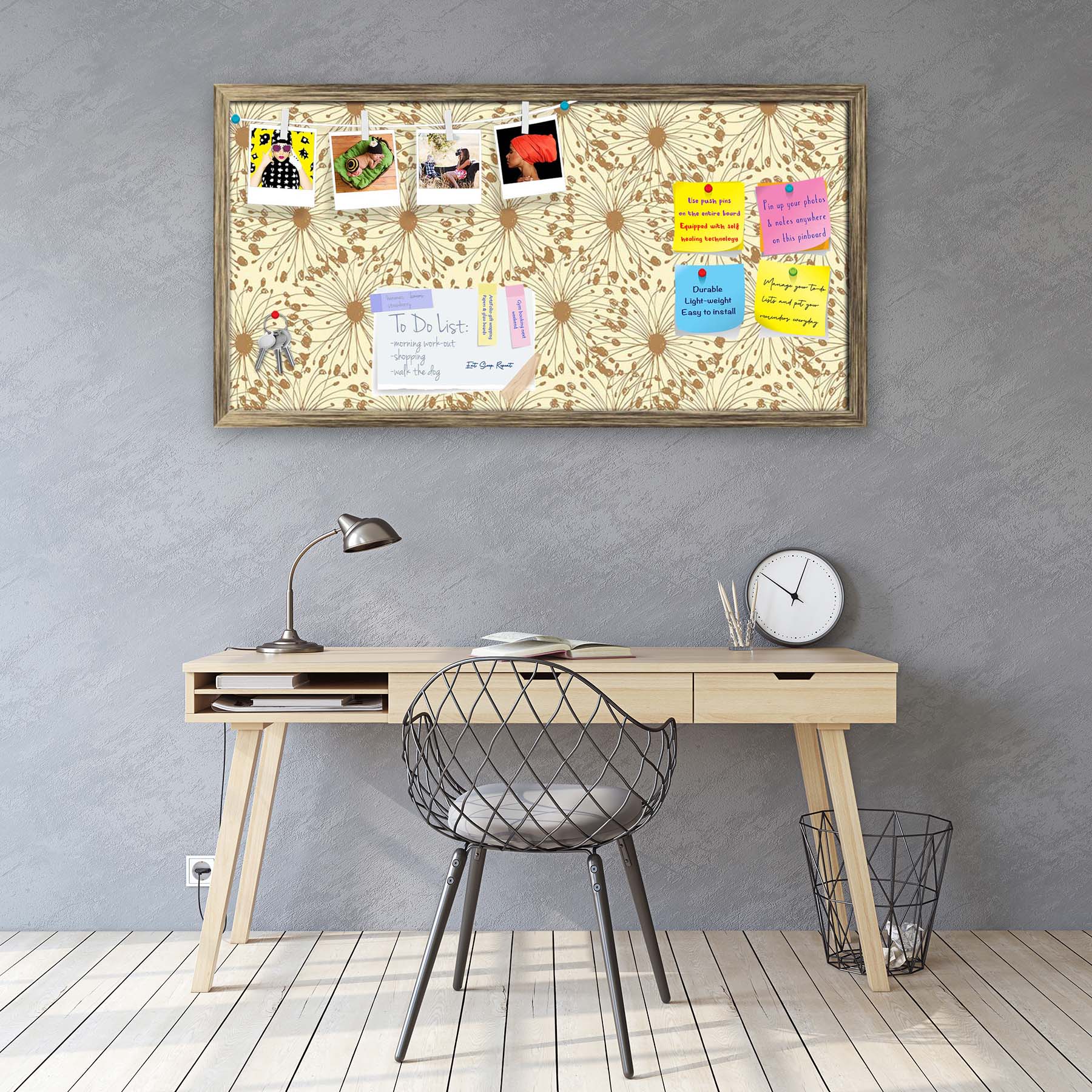 Sketchy Circles Bulletin Board Notice Pin Board Soft Board | Framed