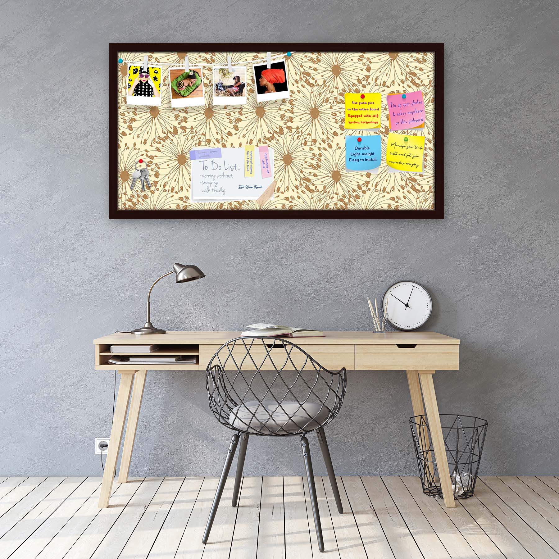 Sketchy Circles Bulletin Board Notice Pin Board Soft Board | Framed