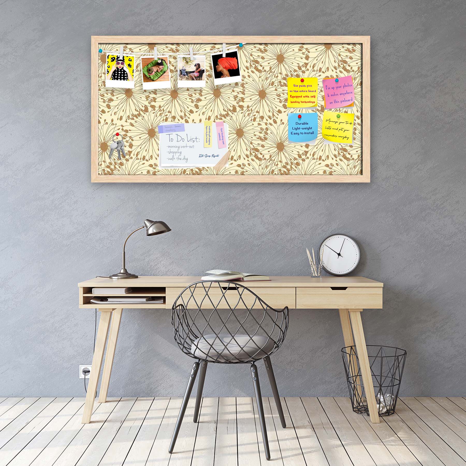 Sketchy Circles Bulletin Board Notice Pin Board Soft Board | Framed