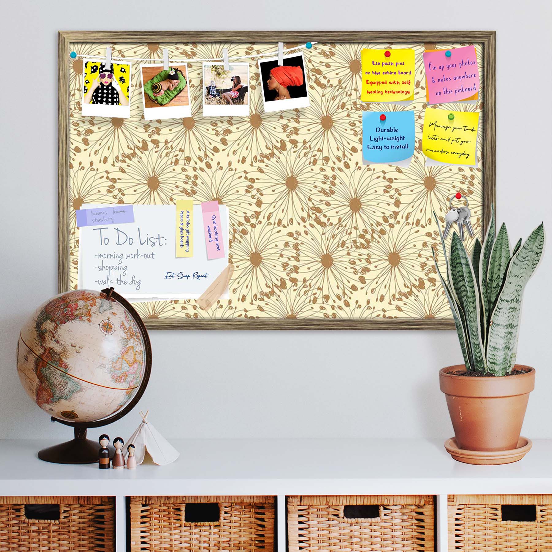 Sketchy Circles Bulletin Board Notice Pin Board Soft Board | Framed