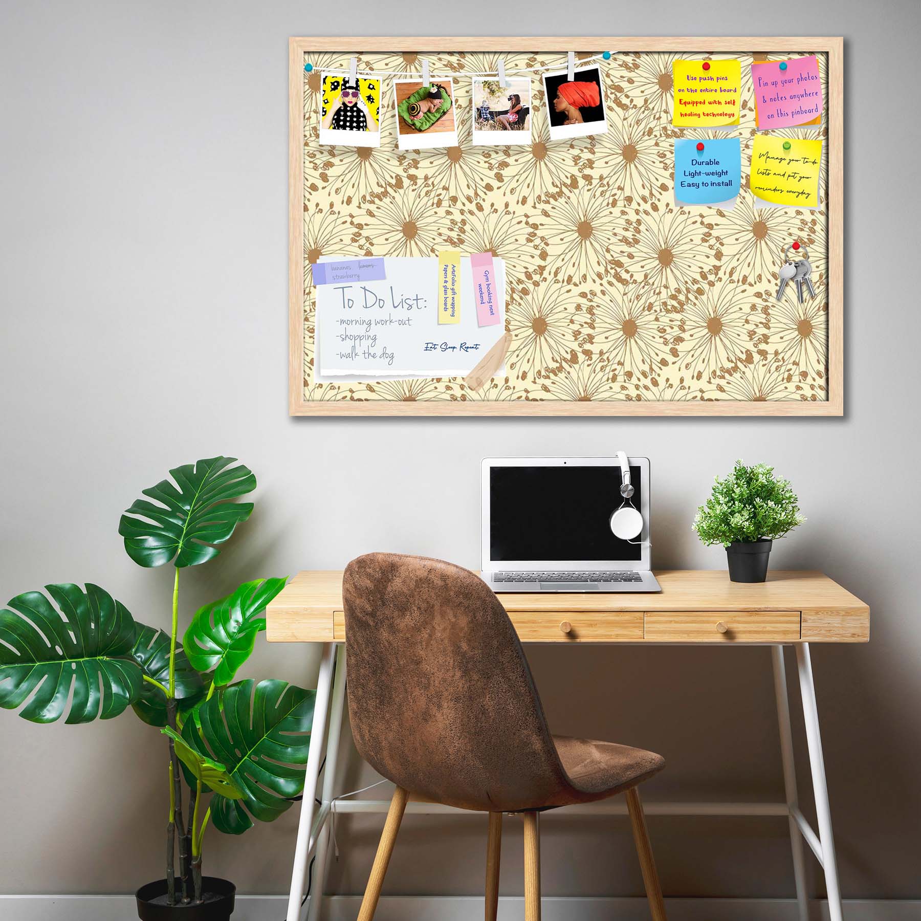 Sketchy Circles Bulletin Board Notice Pin Board Soft Board | Framed