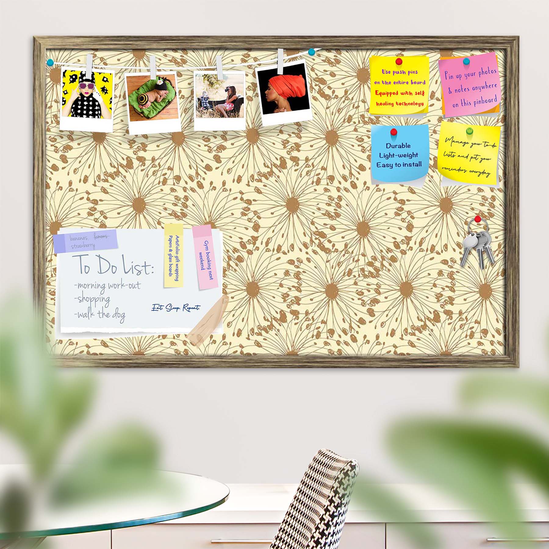Sketchy Circles Bulletin Board Notice Pin Board Soft Board | Framed