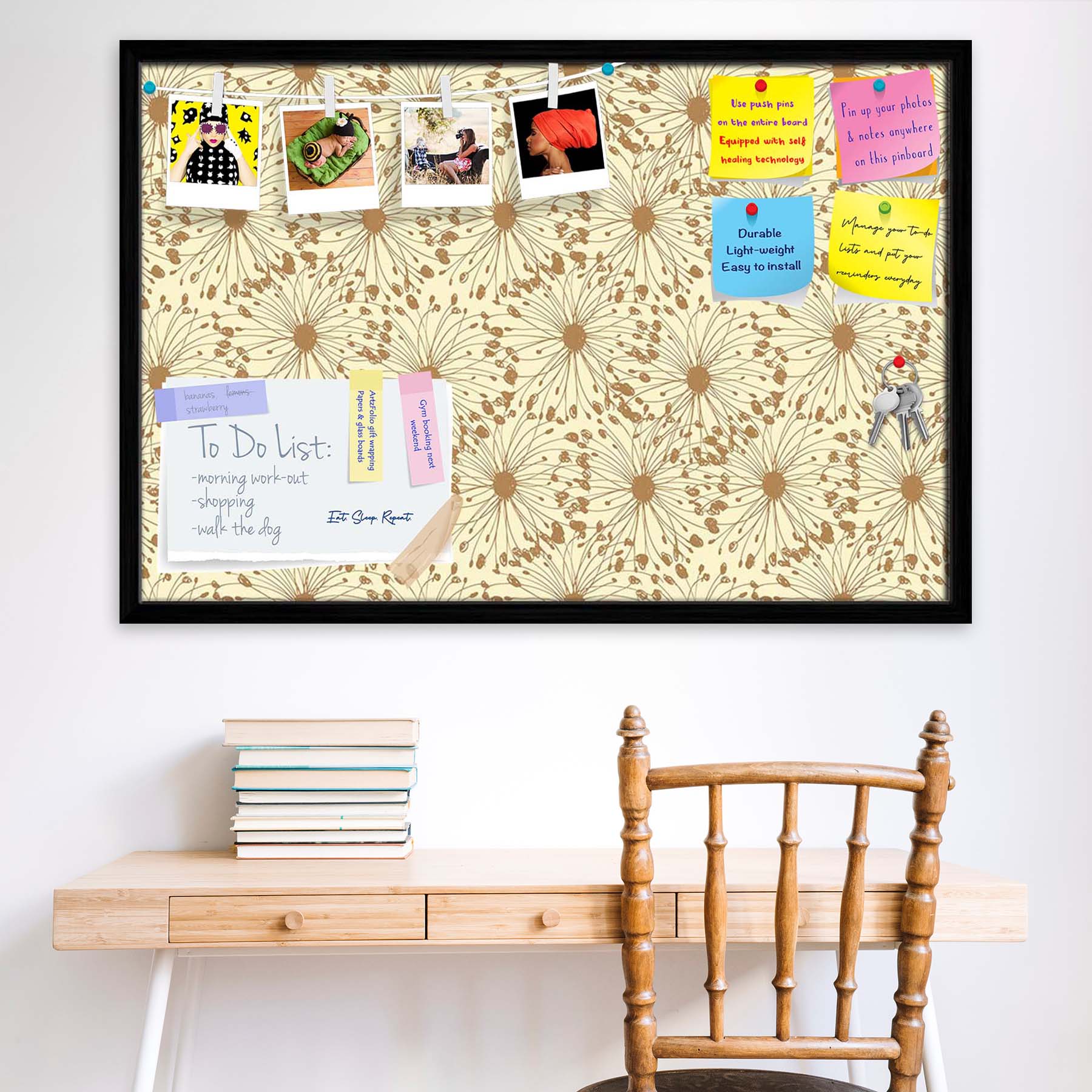 Sketchy Circles Bulletin Board Notice Pin Board Soft Board | Framed