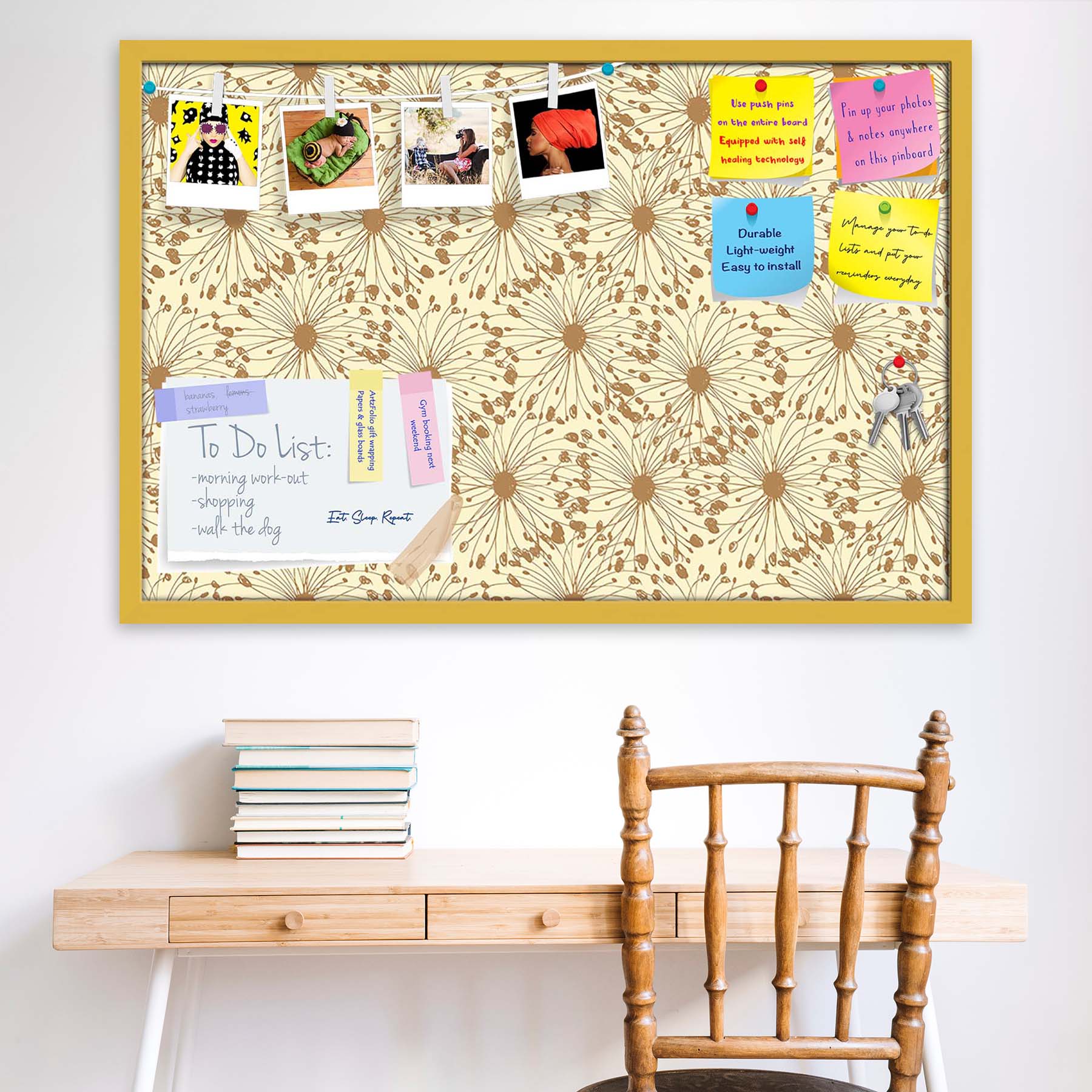 Sketchy Circles Bulletin Board Notice Pin Board Soft Board | Framed
