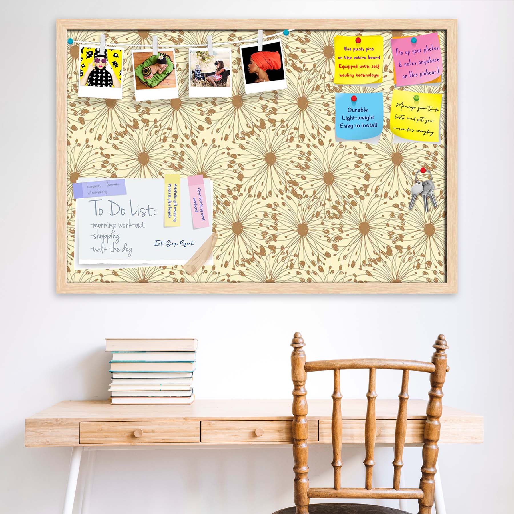 Sketchy Circles Bulletin Board Notice Pin Board Soft Board | Framed