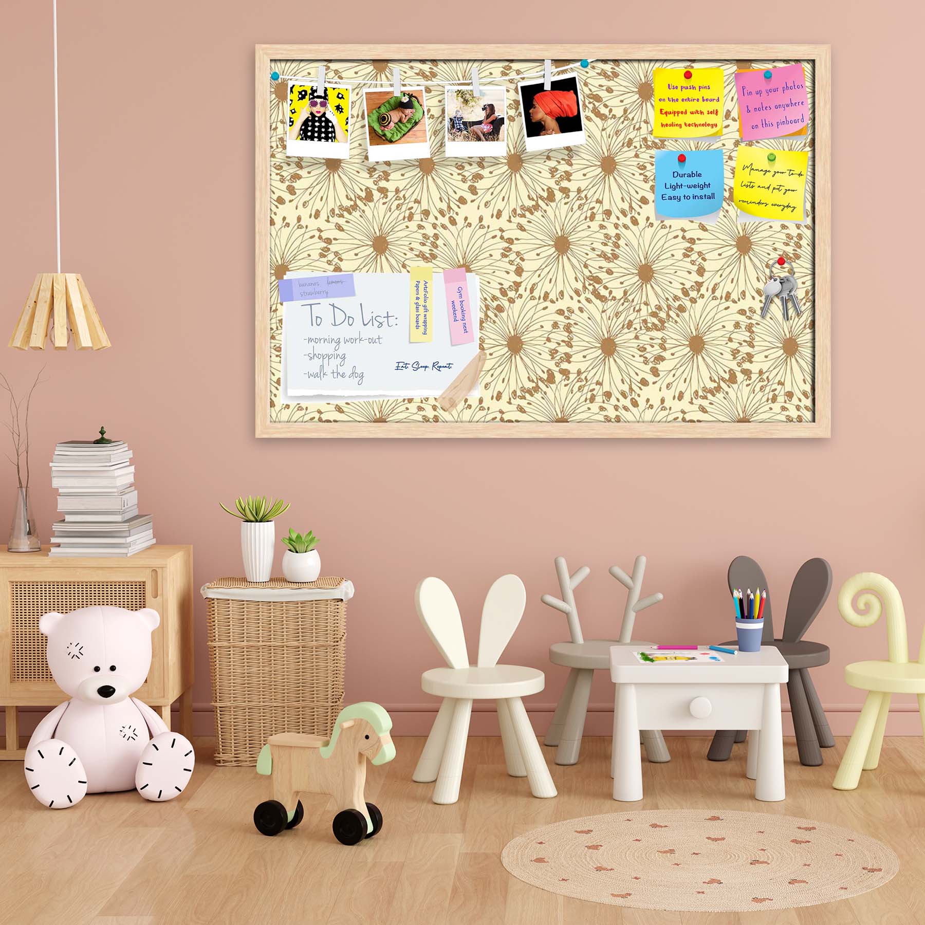Sketchy Circles Bulletin Board Notice Pin Board Soft Board | Framed