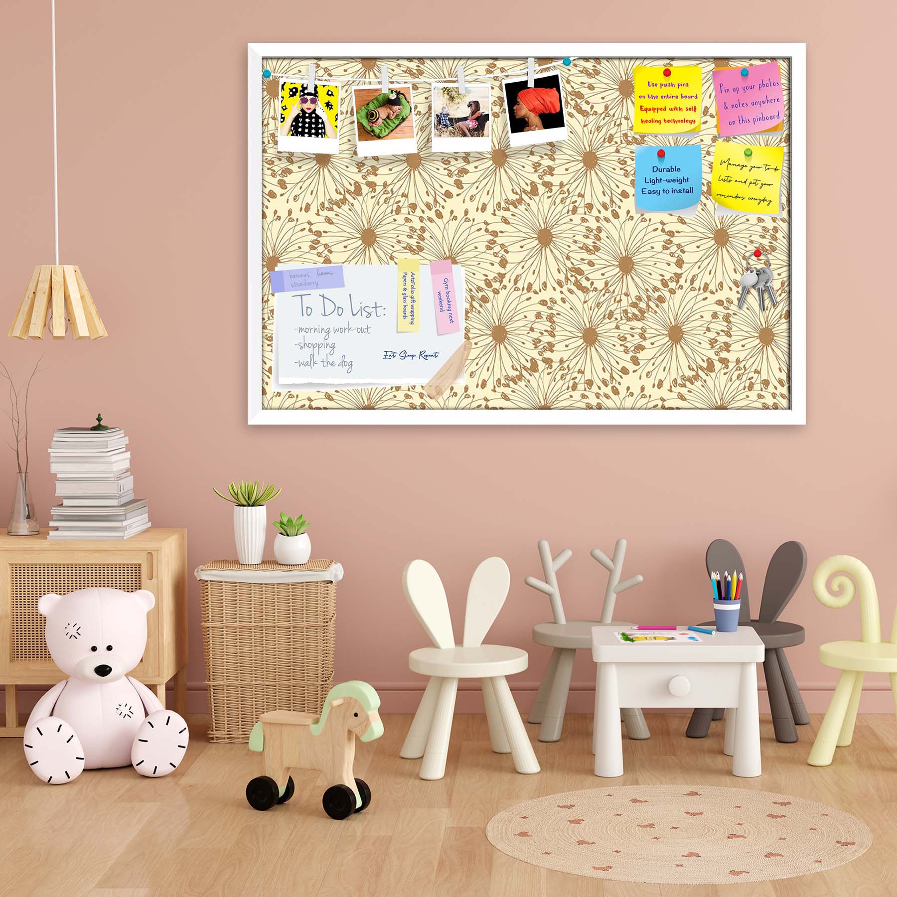 Sketchy Circles Bulletin Board Notice Pin Board Soft Board | Framed