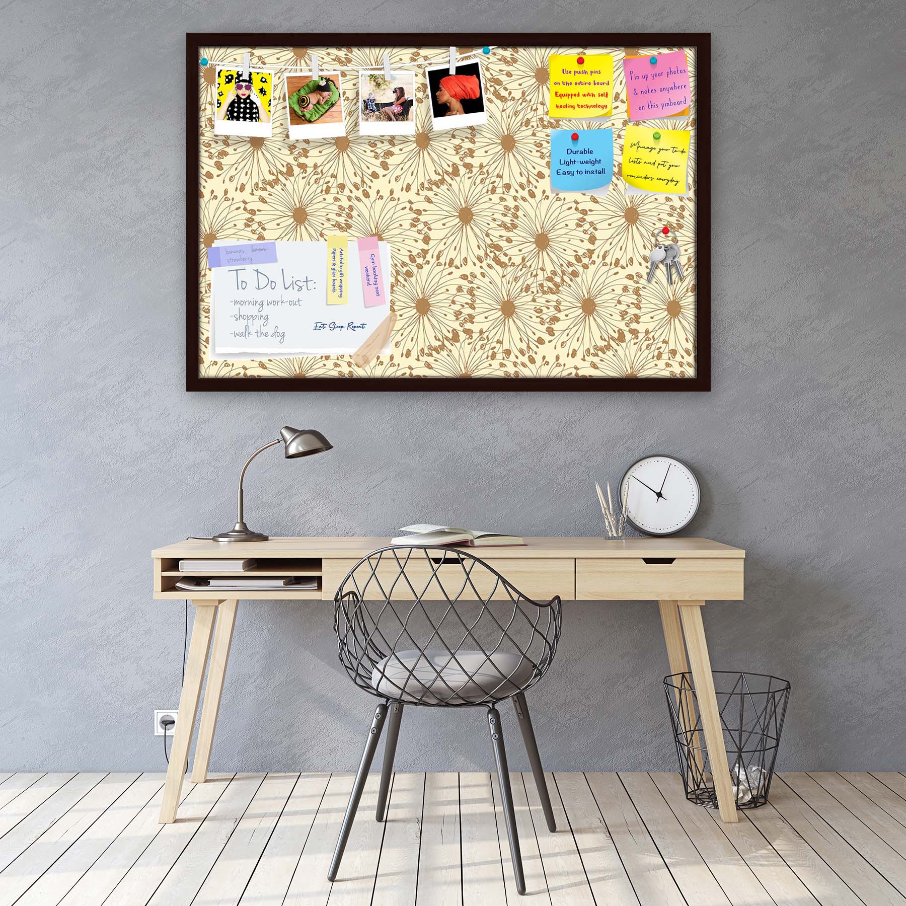 Sketchy Circles Bulletin Board Notice Pin Board Soft Board | Framed