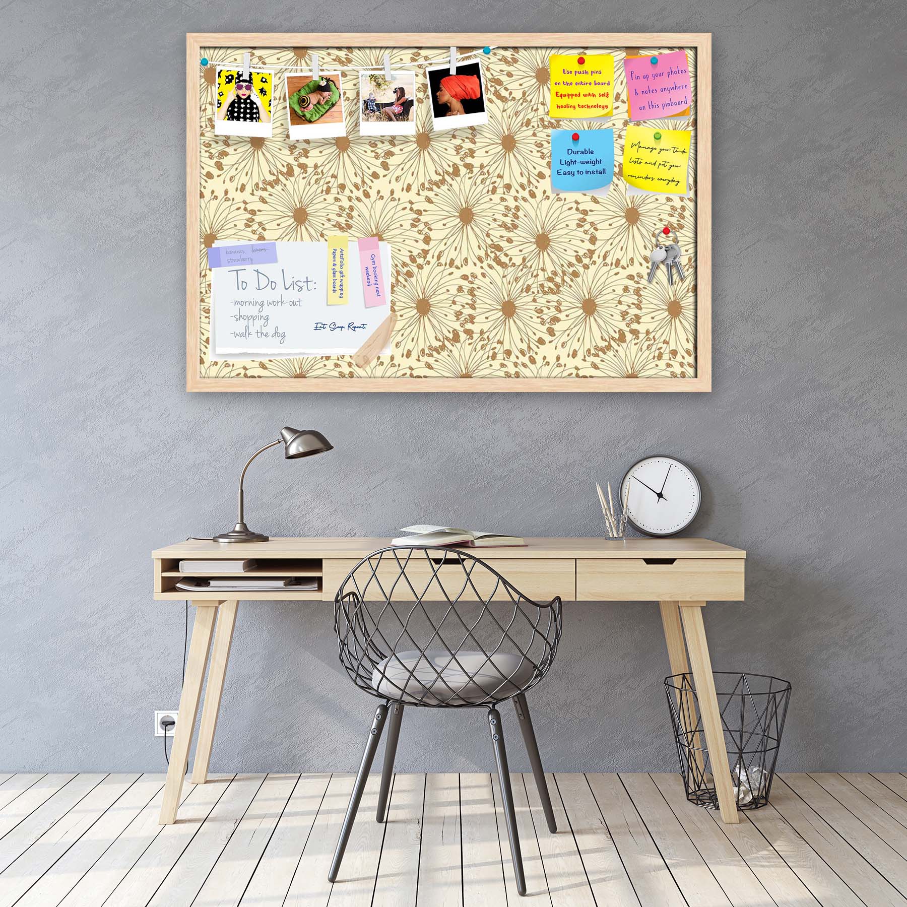 Sketchy Circles Bulletin Board Notice Pin Board Soft Board | Framed
