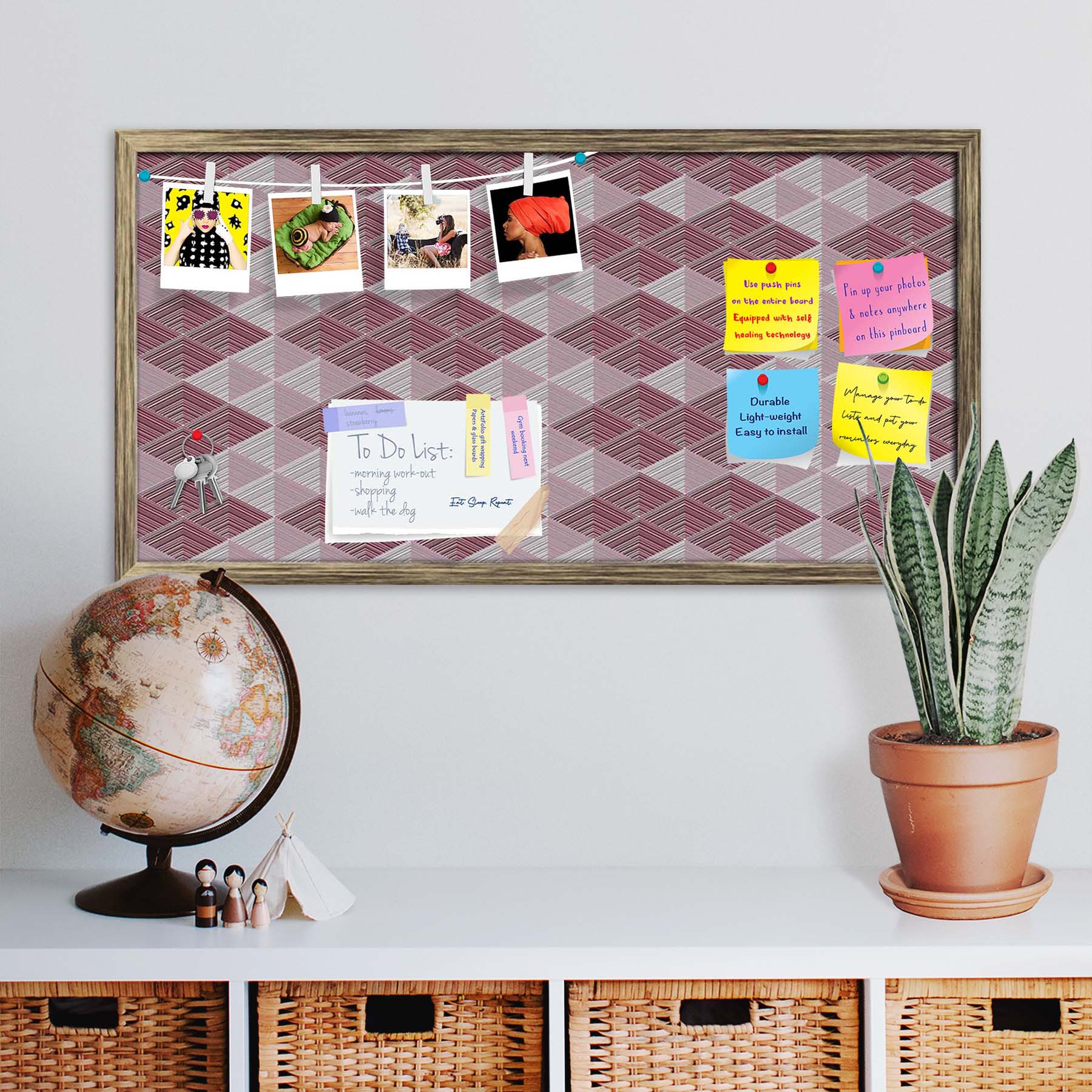 Rhombs Bulletin Board Notice Pin Board Soft Board | Framed