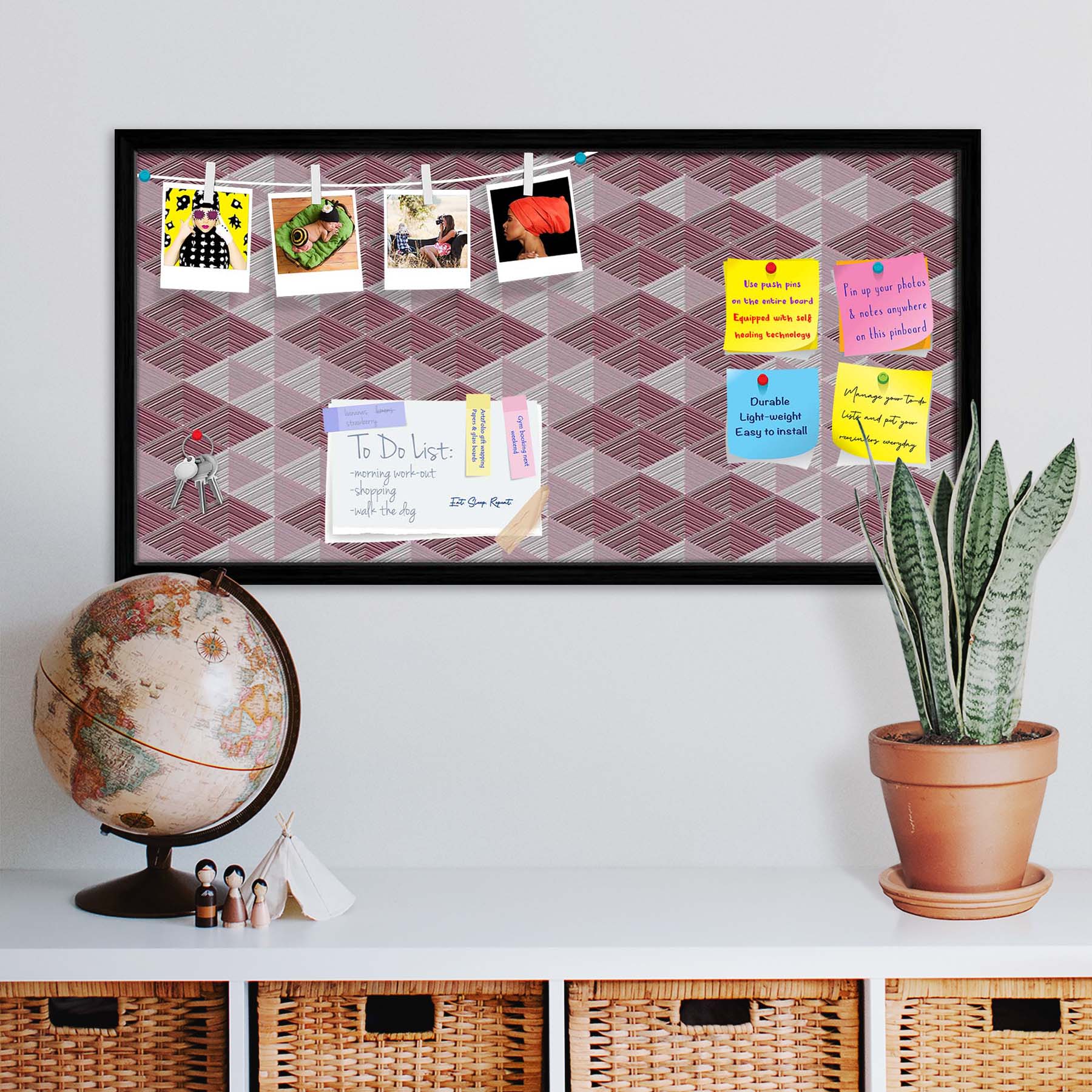 Rhombs Bulletin Board Notice Pin Board Soft Board | Framed