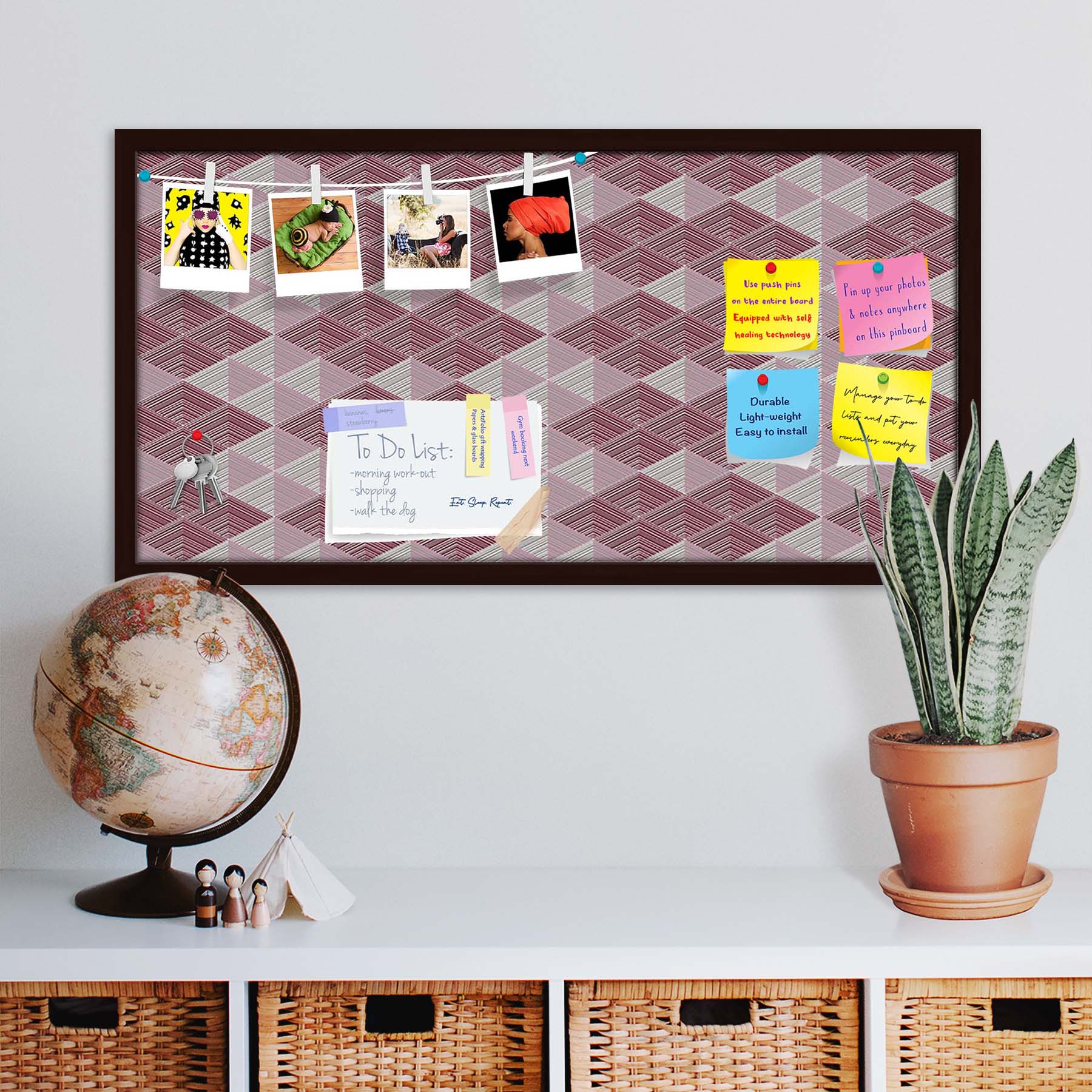 Rhombs Bulletin Board Notice Pin Board Soft Board | Framed