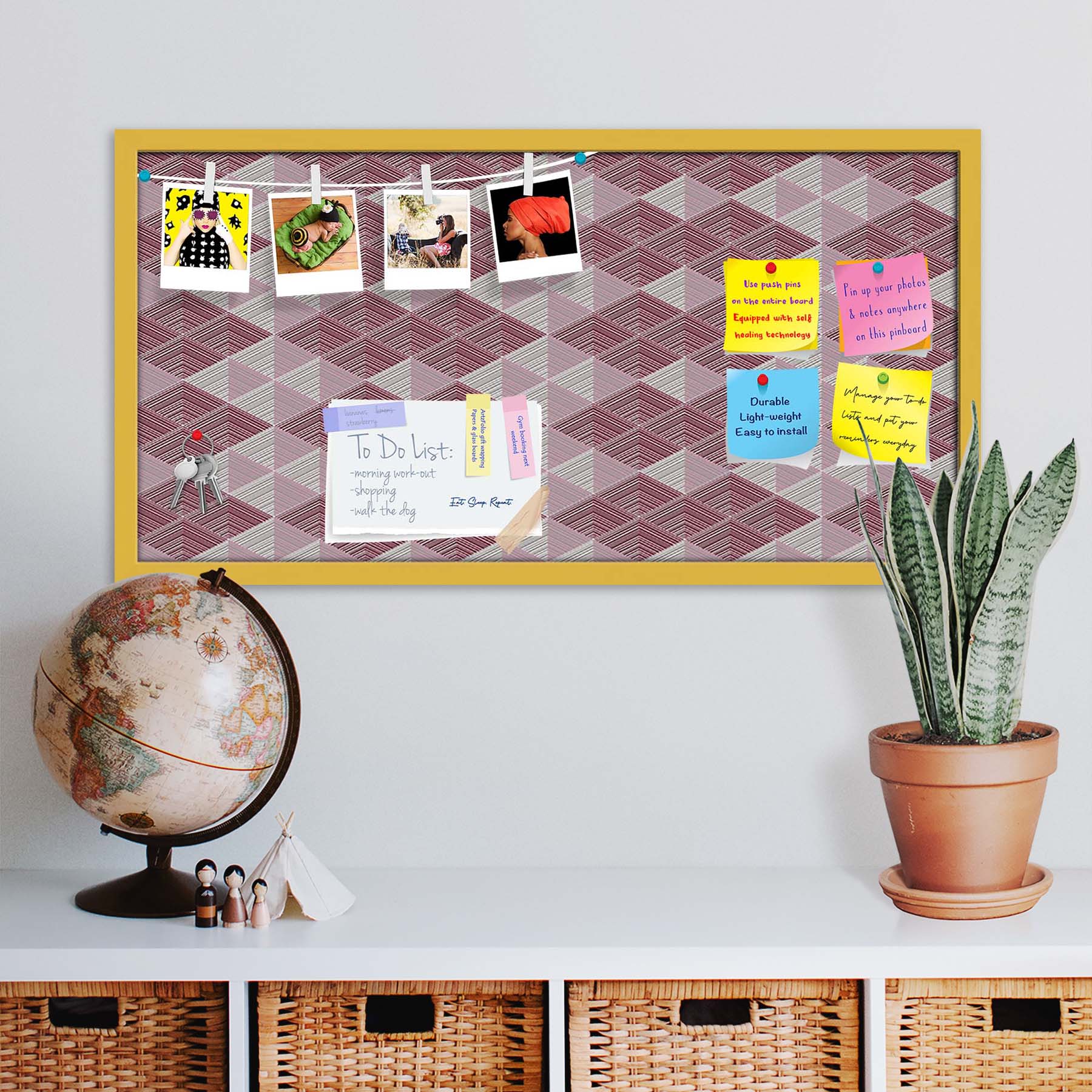 Rhombs Bulletin Board Notice Pin Board Soft Board | Framed