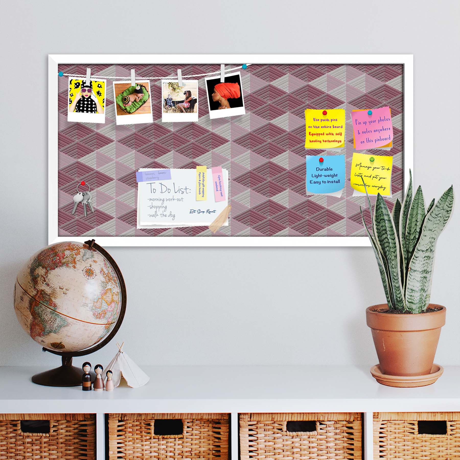 Rhombs Bulletin Board Notice Pin Board Soft Board | Framed