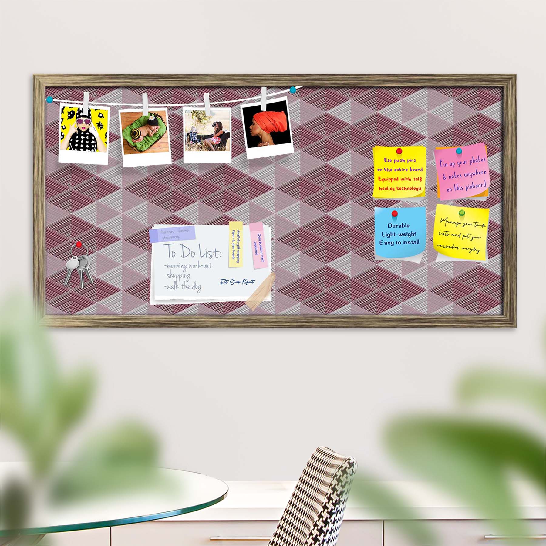 Rhombs Bulletin Board Notice Pin Board Soft Board | Framed
