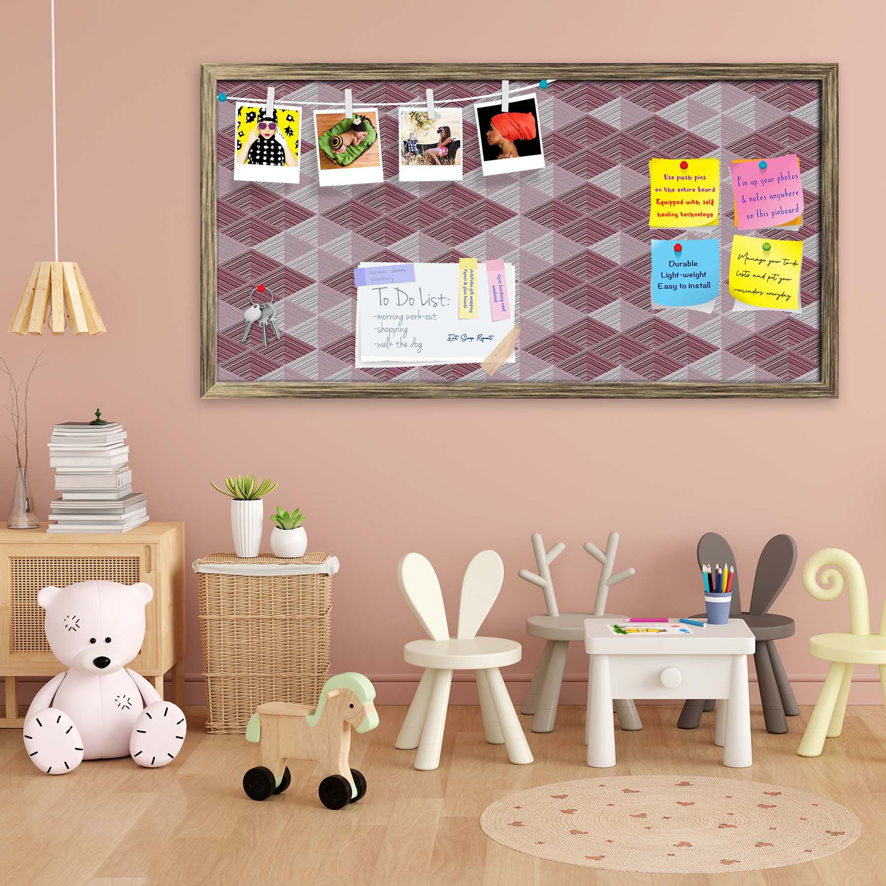 Rhombs Bulletin Board Notice Pin Board Soft Board | Framed