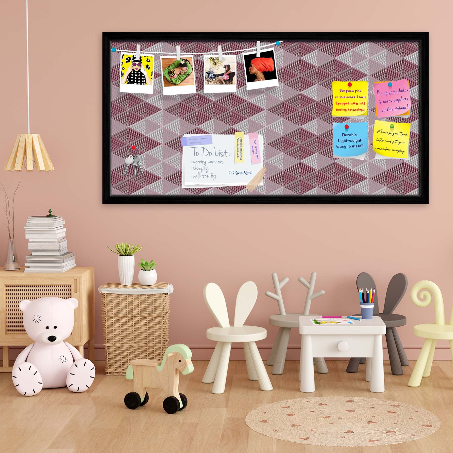 Rhombs Bulletin Board Notice Pin Board Soft Board | Framed