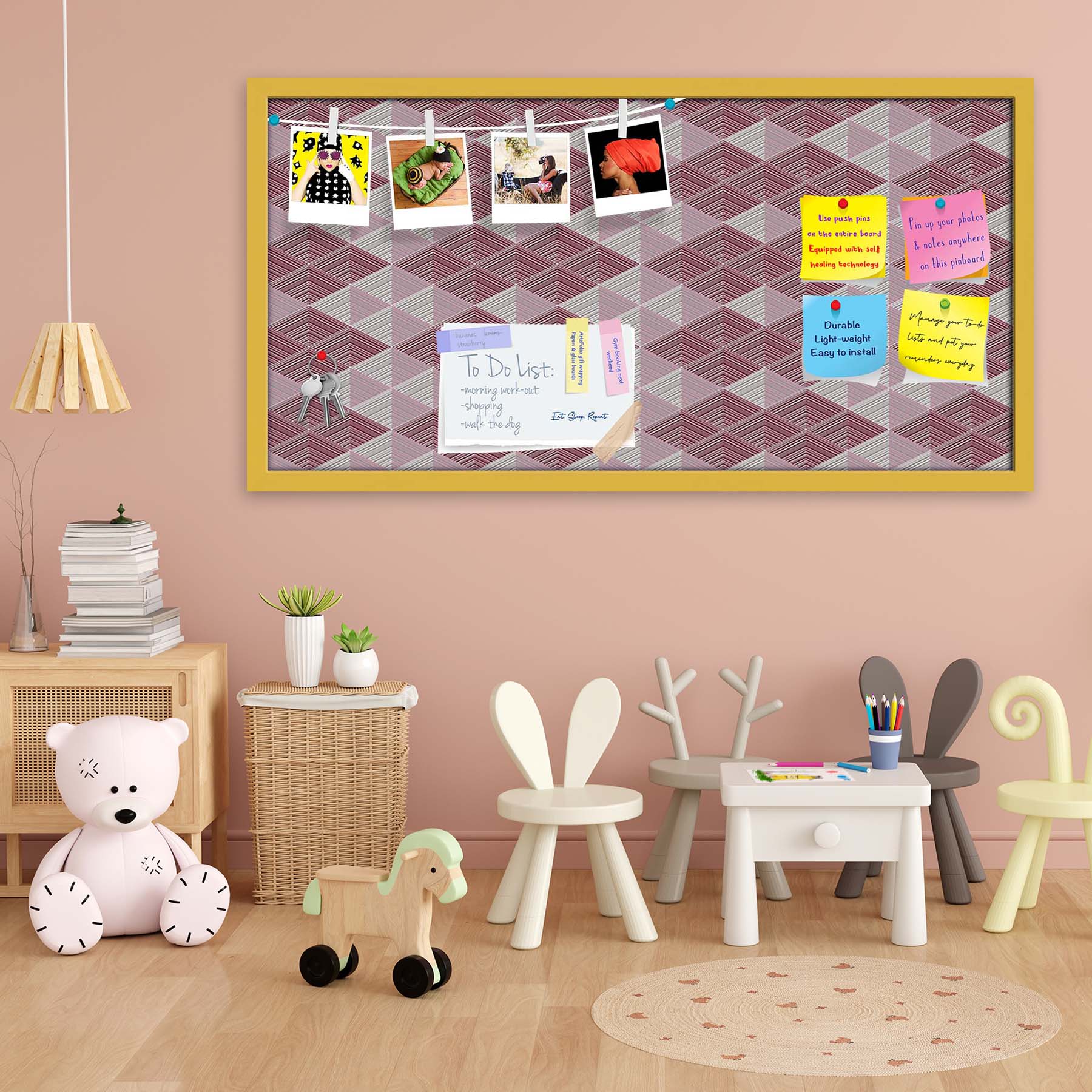 Rhombs Bulletin Board Notice Pin Board Soft Board | Framed